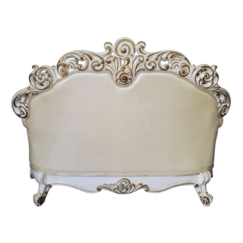 Vendome - Loveseat With 3 Pillows - Champagne Synthetic Leather & Antique Pearl, beige, view 8