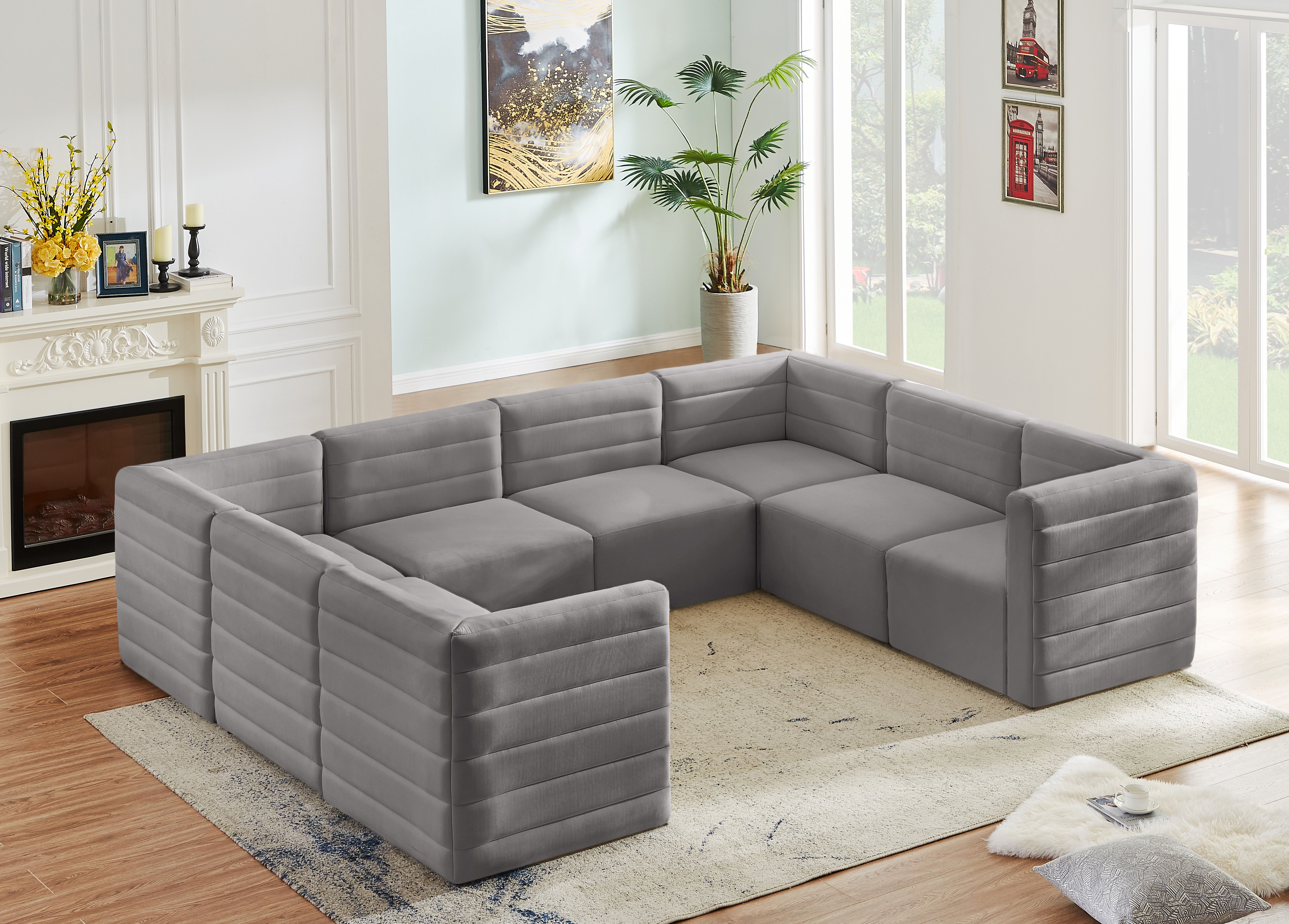Quincy - 8 Piece Modular Sectional - Gray
