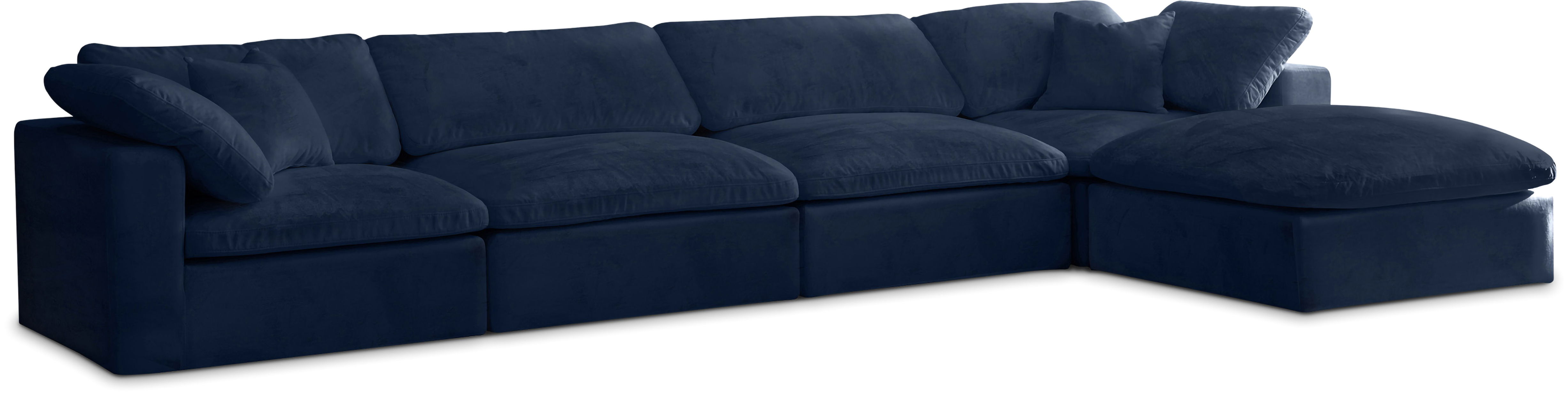 Cozy - 5 Piece Modular Sectional With Chaise - Navy