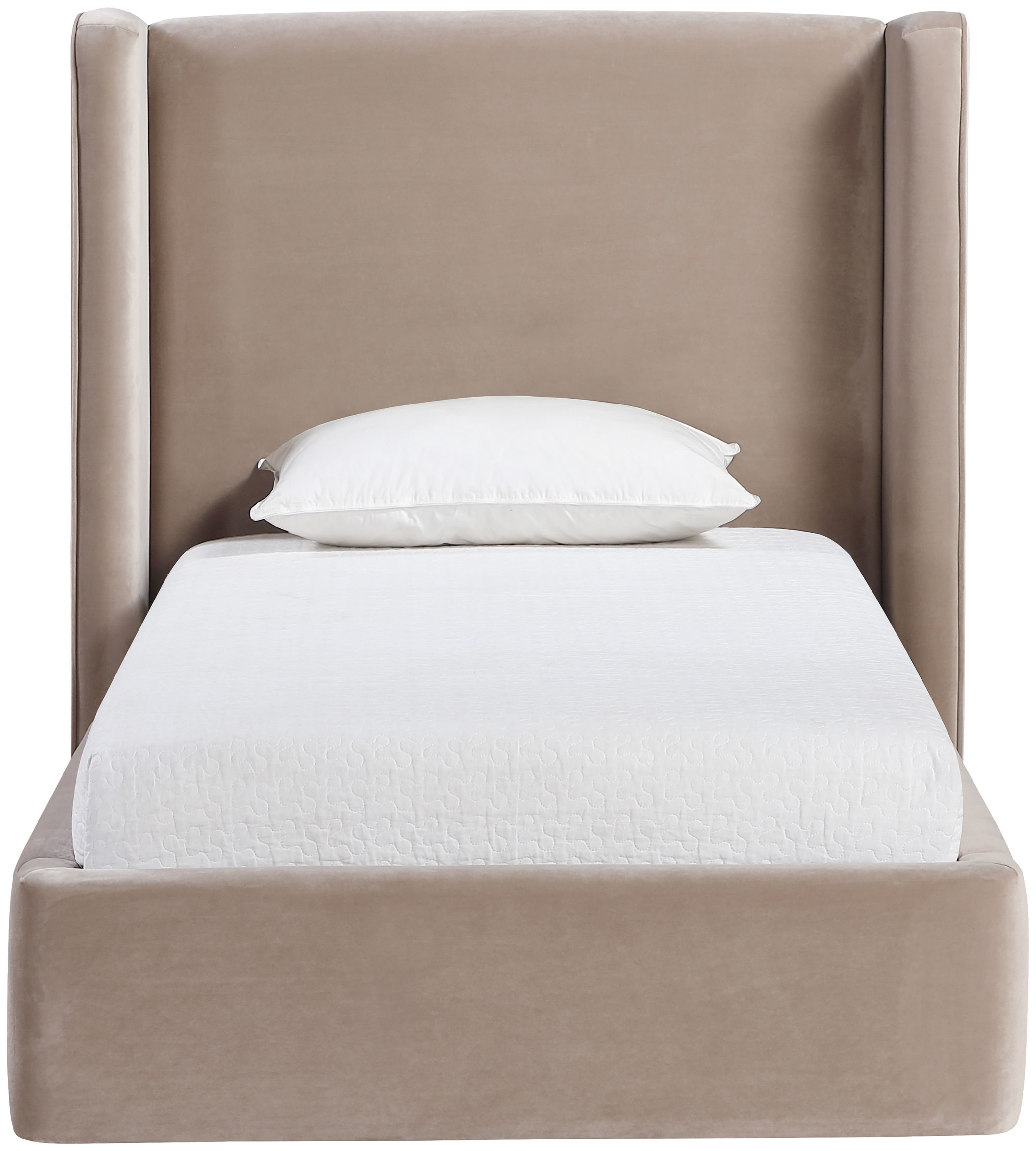 Kendall - Velvet Upholstered Twin Bed - Taupe
