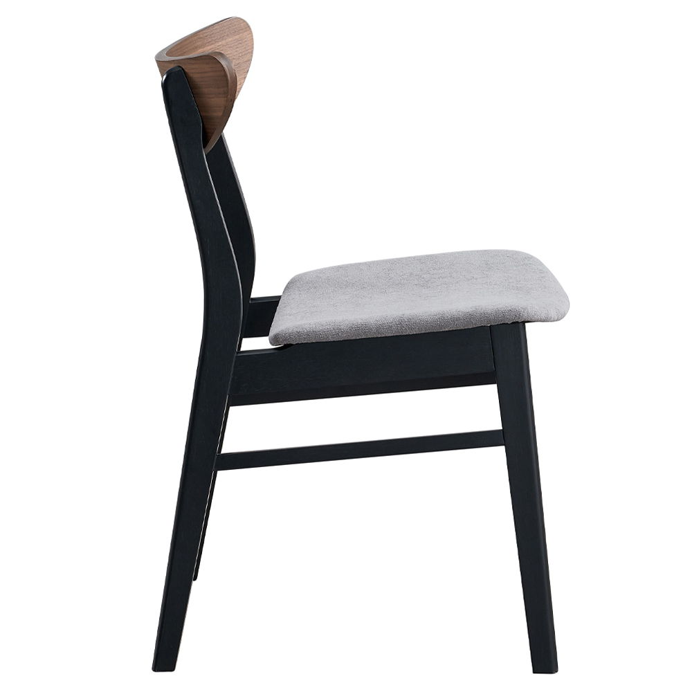 Rebi - Side Chair (Set of 2) - Gray Linen, Walnut & Black, black, view 3