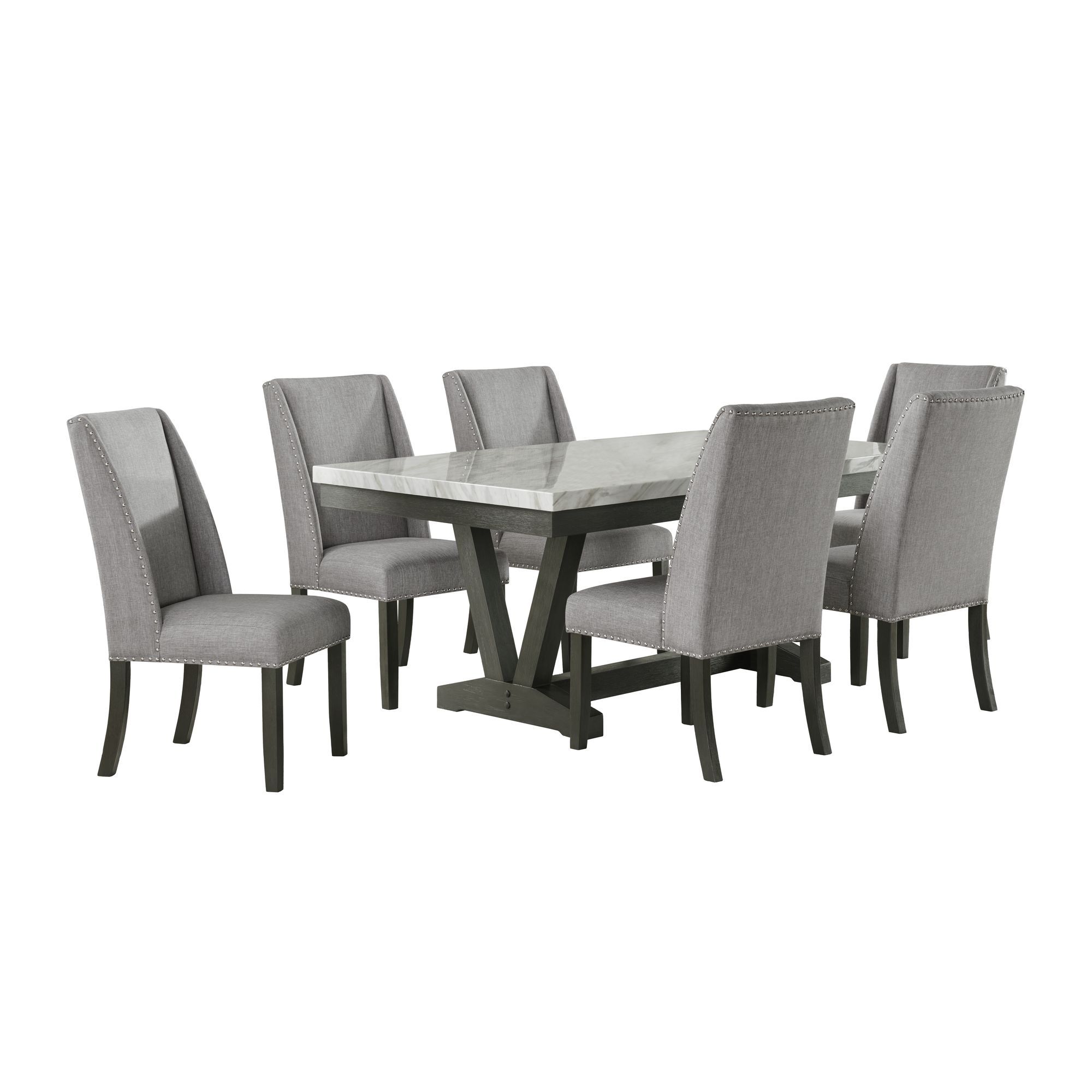 7 Pc · Dining Set Table With Six Chairs