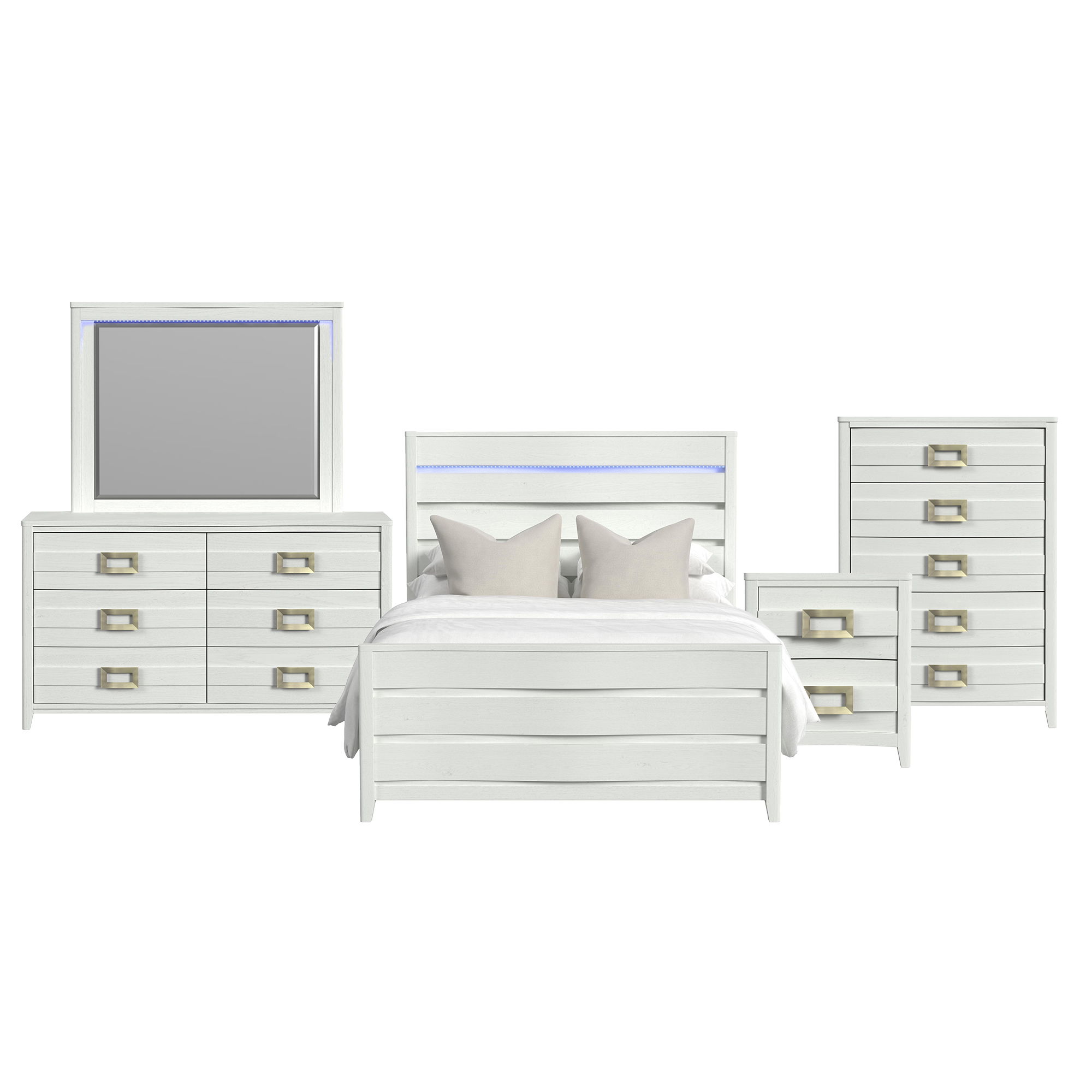 Full · 5 Pc · Bedroom Set With LED