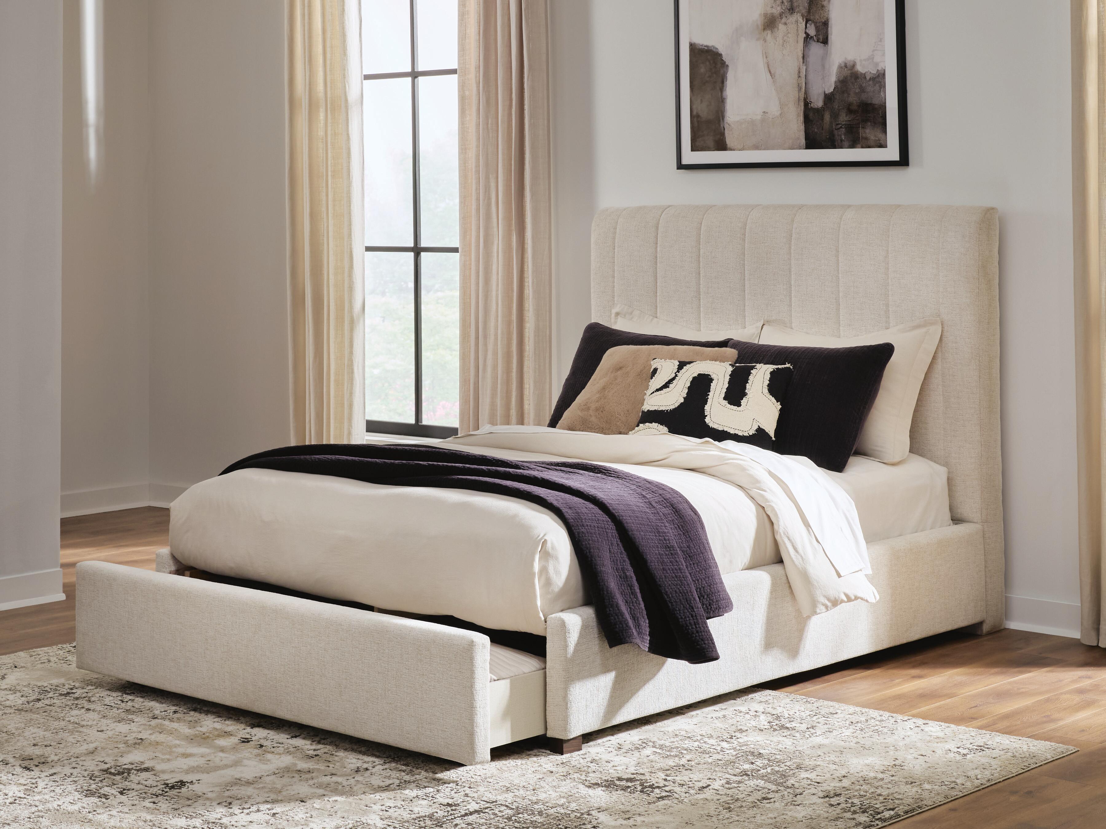 Ashley Furniture Shoralli - Queen Upholstered Storage Bed - Beige - Image 7