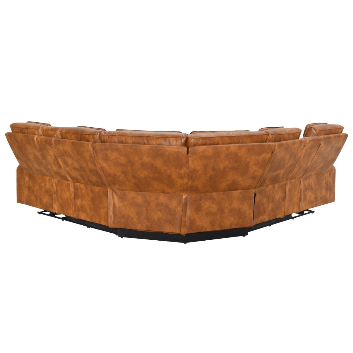 Taddeo - Power Motion Sectional Sofa With Power Headrest, Massage & LED - Two Tone Brown Leatherette, light brown, view 6