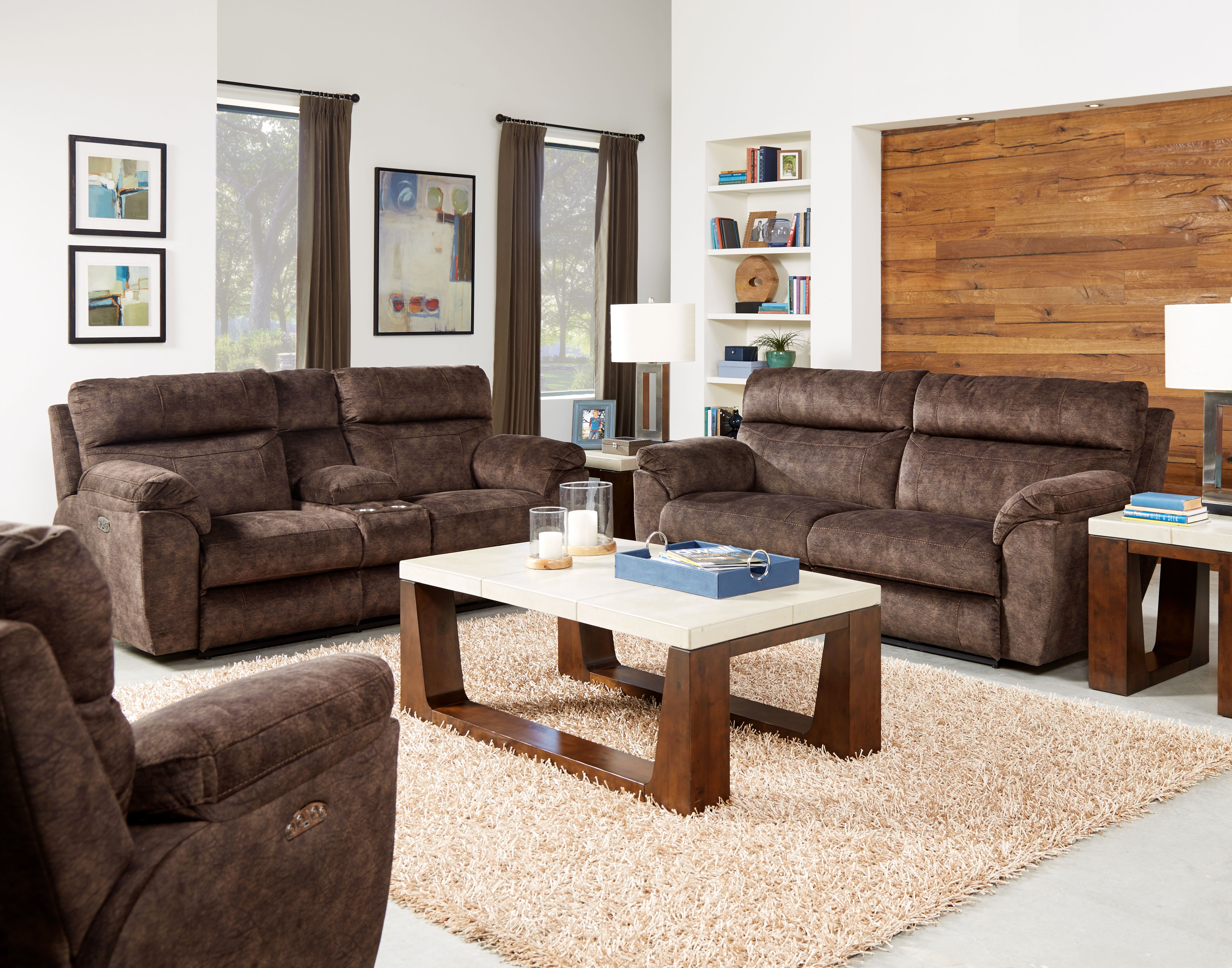 Catnapper Sedona - Power Hdrst With Lumbar Lay Flt Rcl Console Loveseat With Storage & Cupholders - Mocha - 42.5'