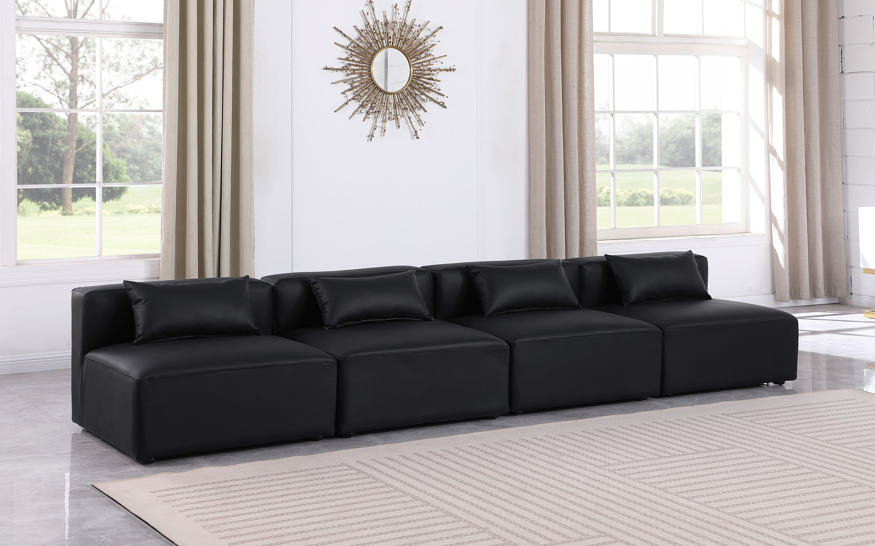 Cube - Modular 4 Piece Armless Sofa - Black