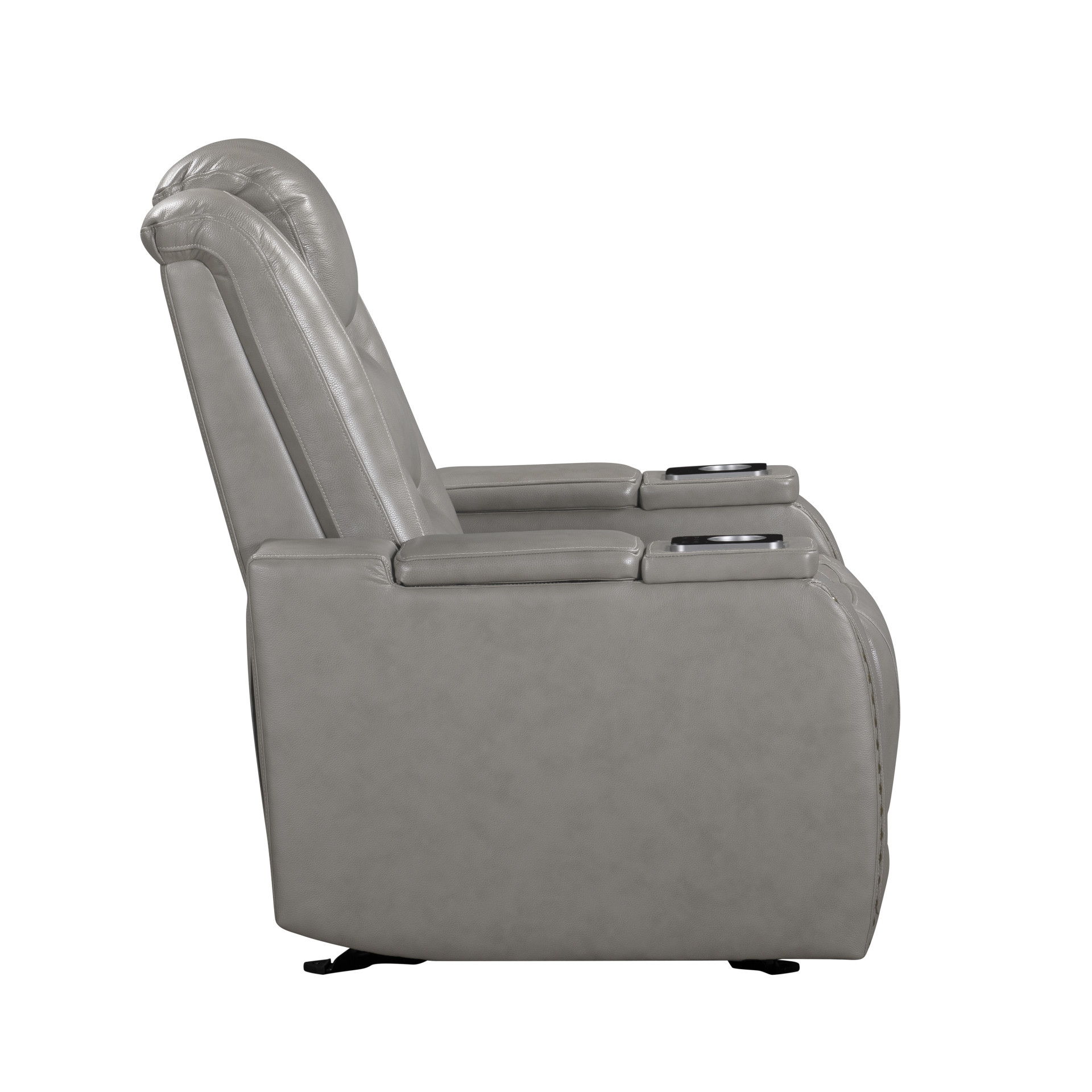 Breckenridge II - Glider Recliner With Power Headrest & Footrest - Light Gray, gray, view 5
