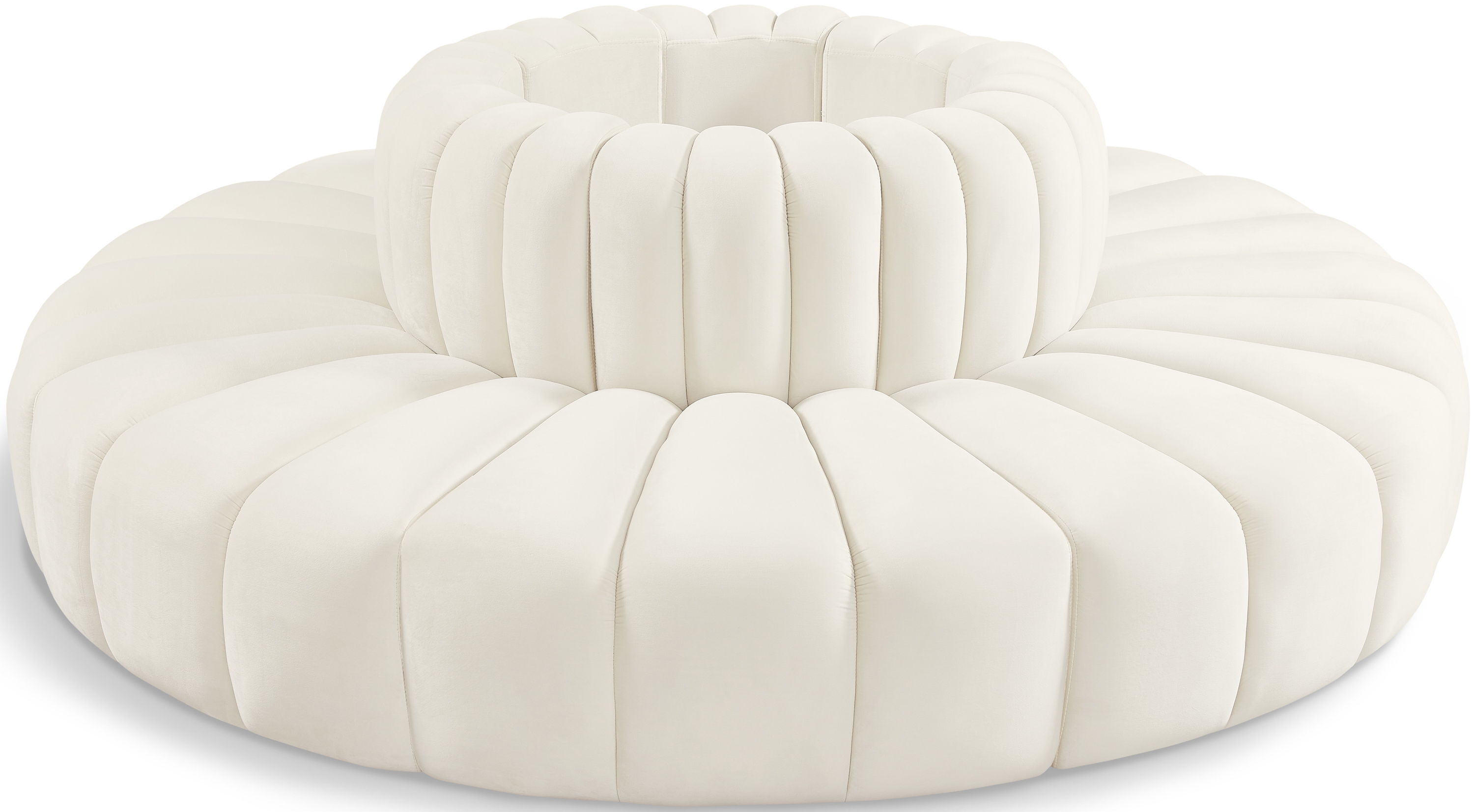 Arc - Velvet 8 Piece Round Modular Sofa - Cream