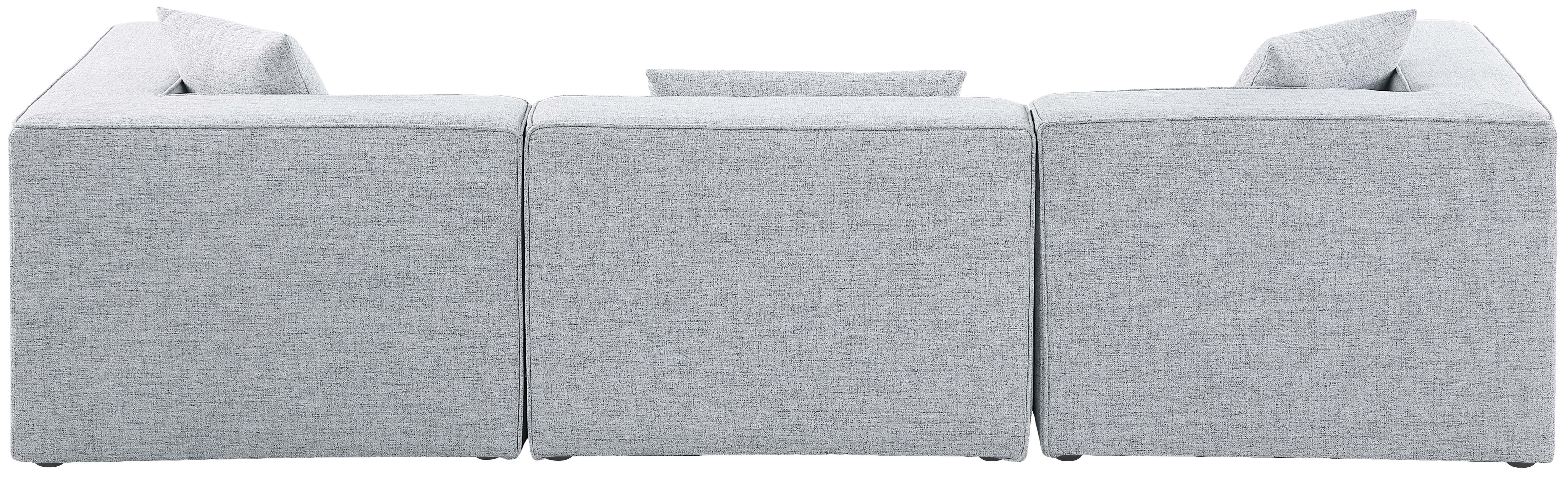 Cube - Linen Modular 3 Piece Sofa - Gray