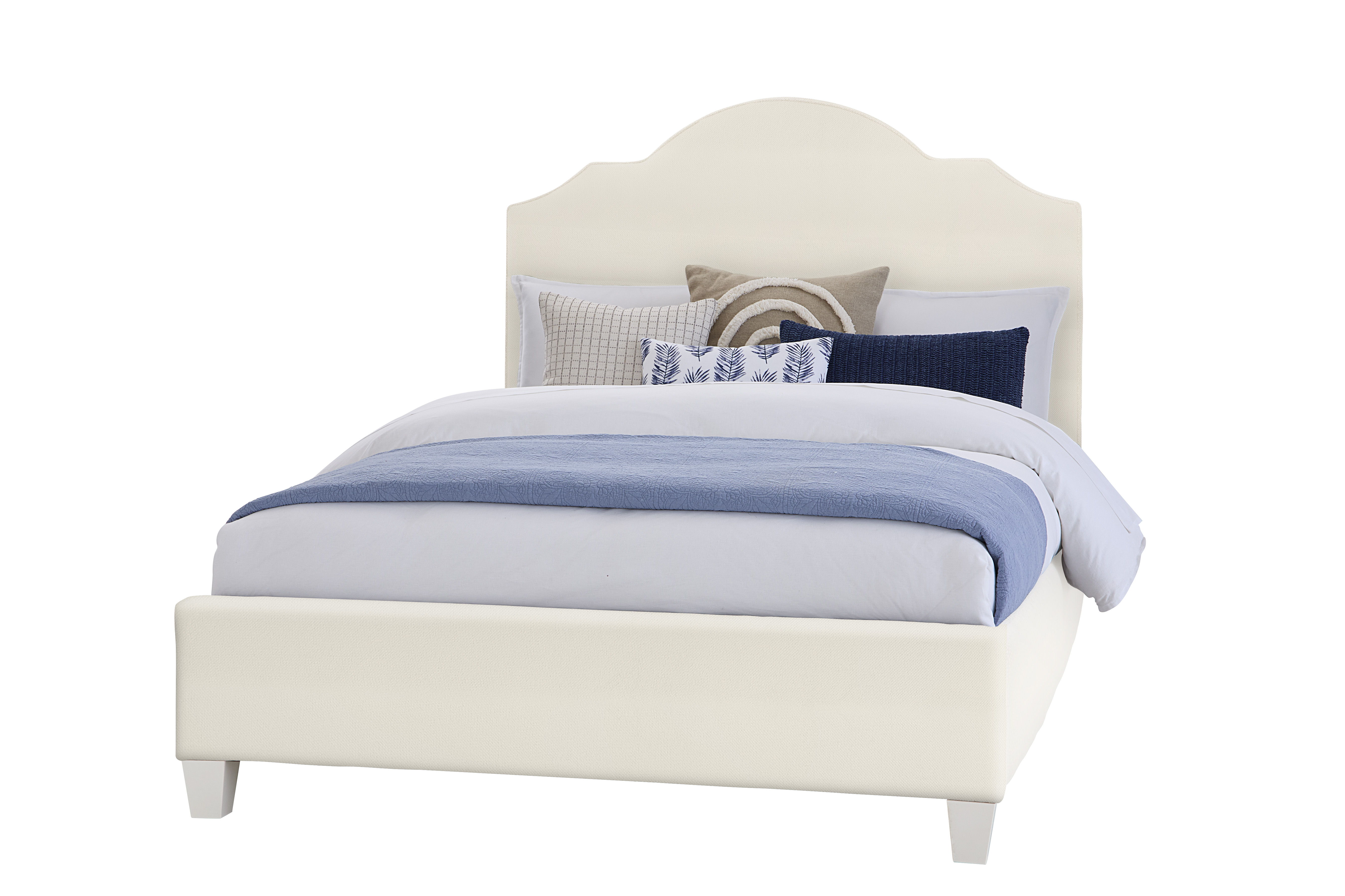 Vaughan-Bassett Tide & Timber - Full - Upholstery Bed In Linen Fabric - Soft White Maple