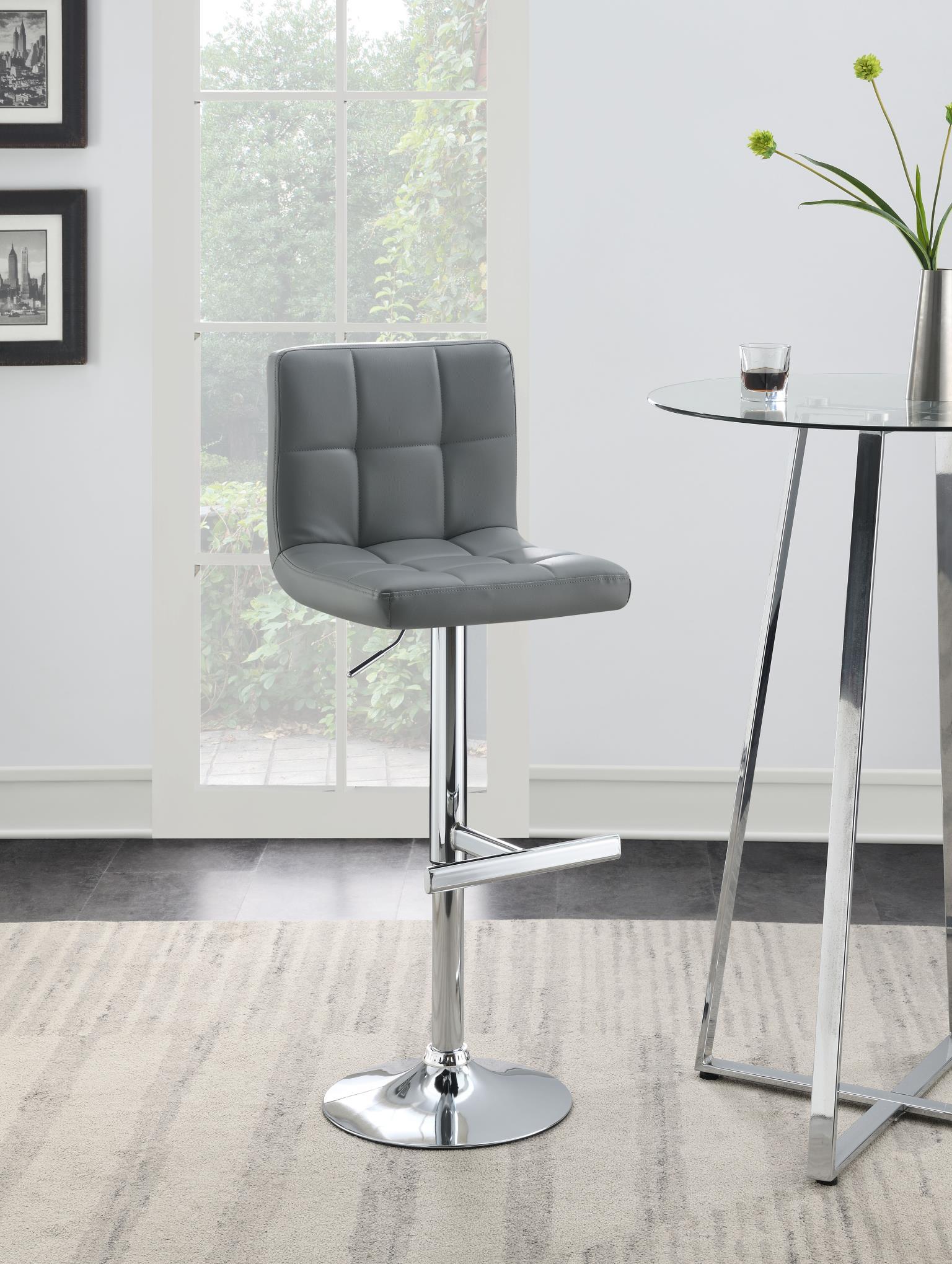 ST140 - Faux Leather Bar Stool (Set of 2) - Gray