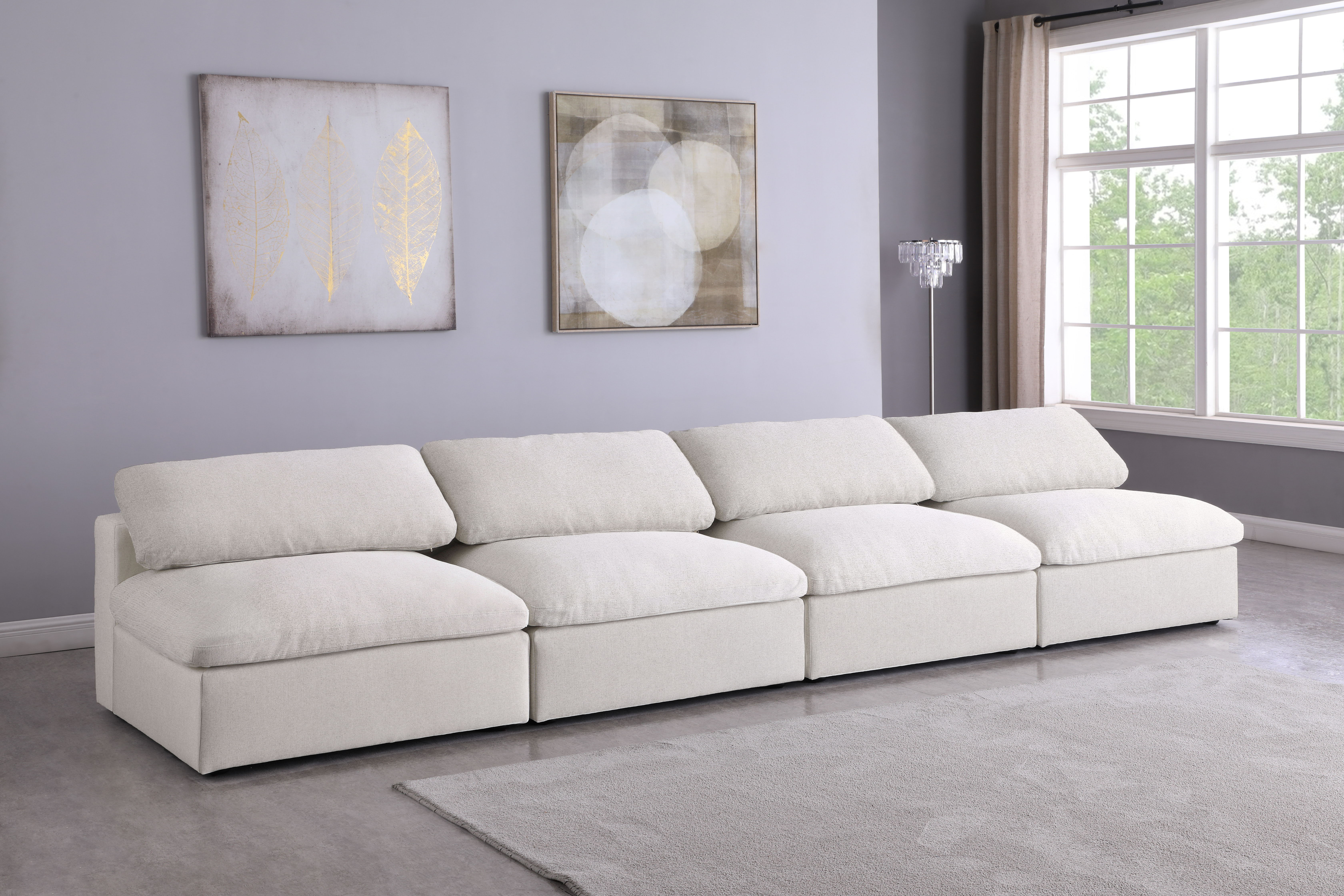 Serene - 4 Piece Modular Armless Sofa - Cream