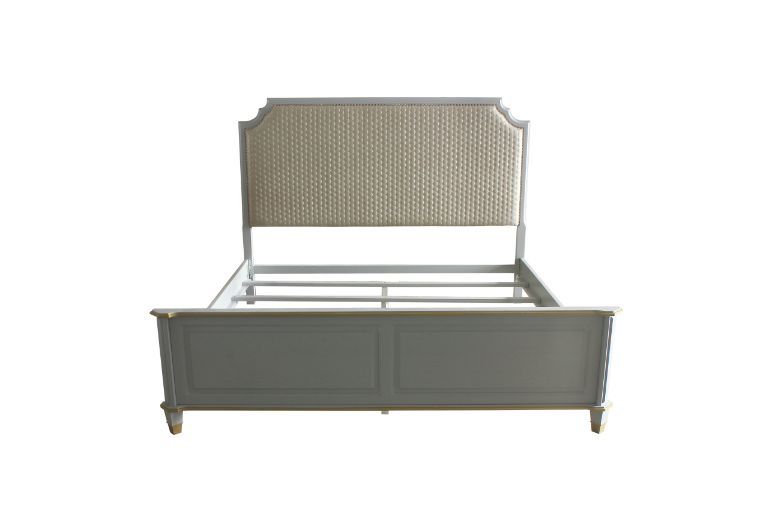 House Marchese - Queen Bed - Two Tone Beige Fabric & Pearl Gray, light gray, view 8