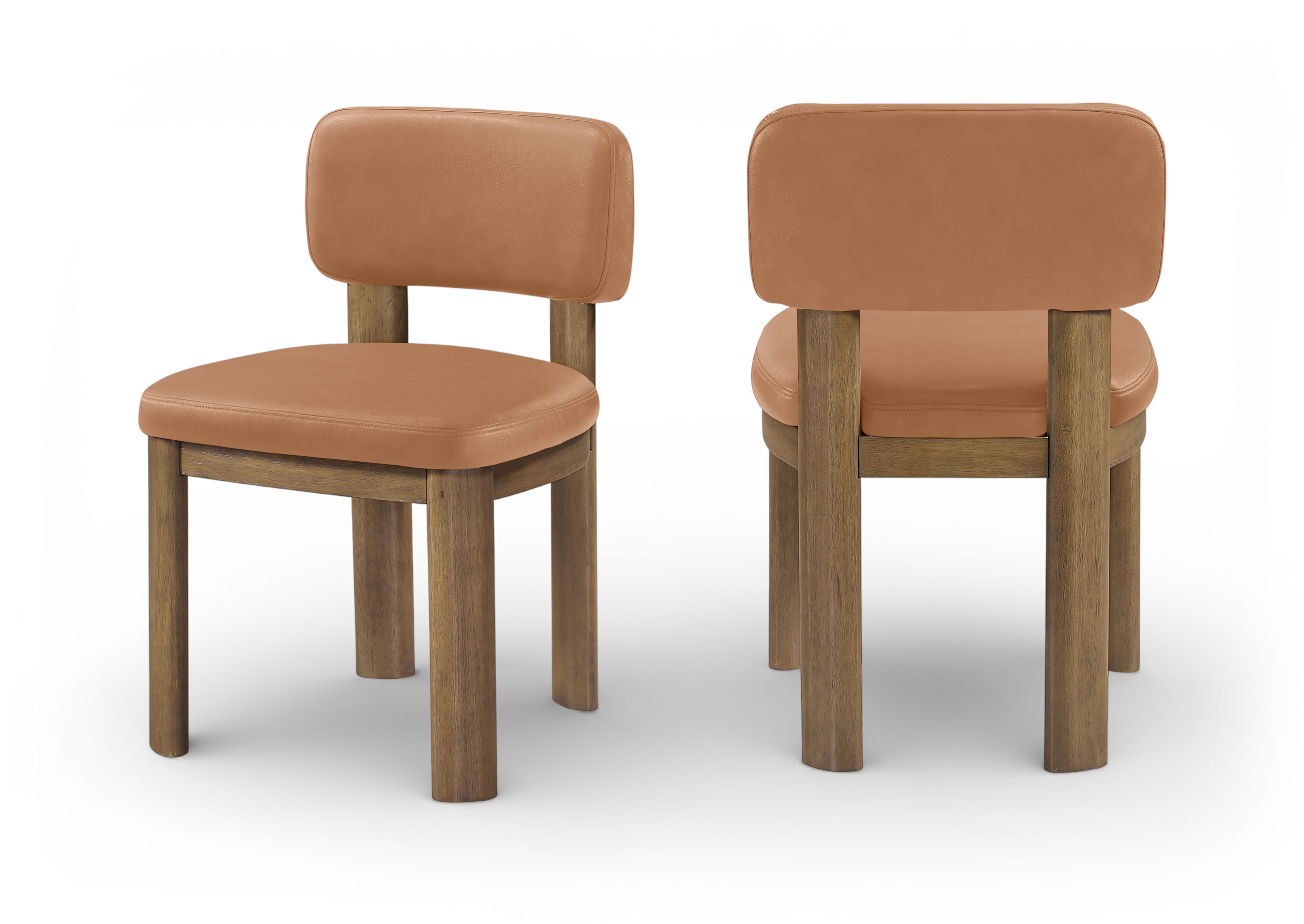 Paloma - Vegan Leather Upholstered Dining Chair (Set of 2) - Cognac / Light Brown Walnut