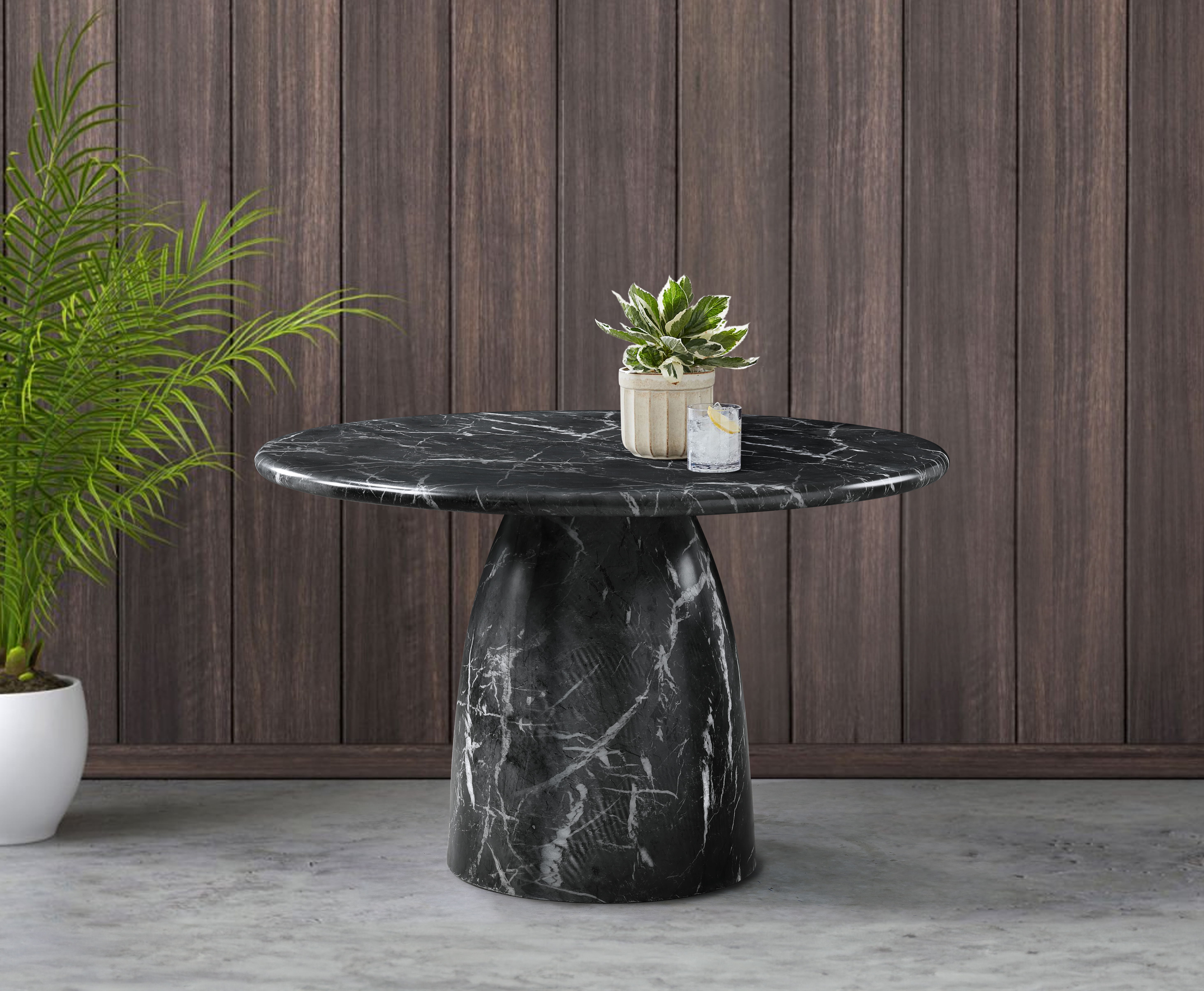 Cosenza - 48.5" Marble Finish Concrete Dining Table - Black