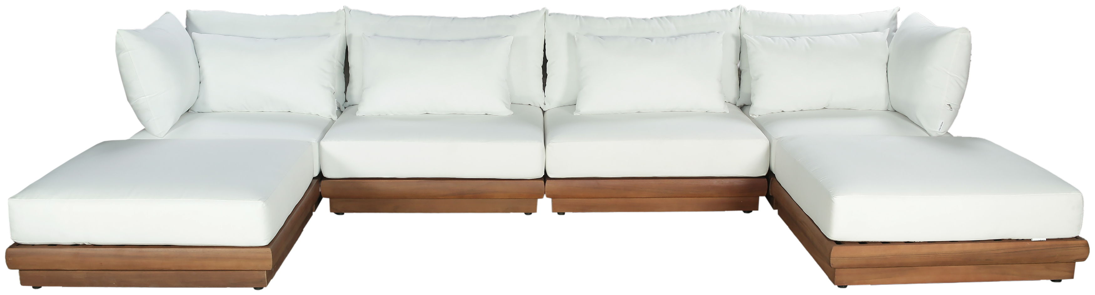 Mirella - 6 Piece Water Resistant Fabric Upholstered Outdoor Patio Modular Sectional - Off-White
