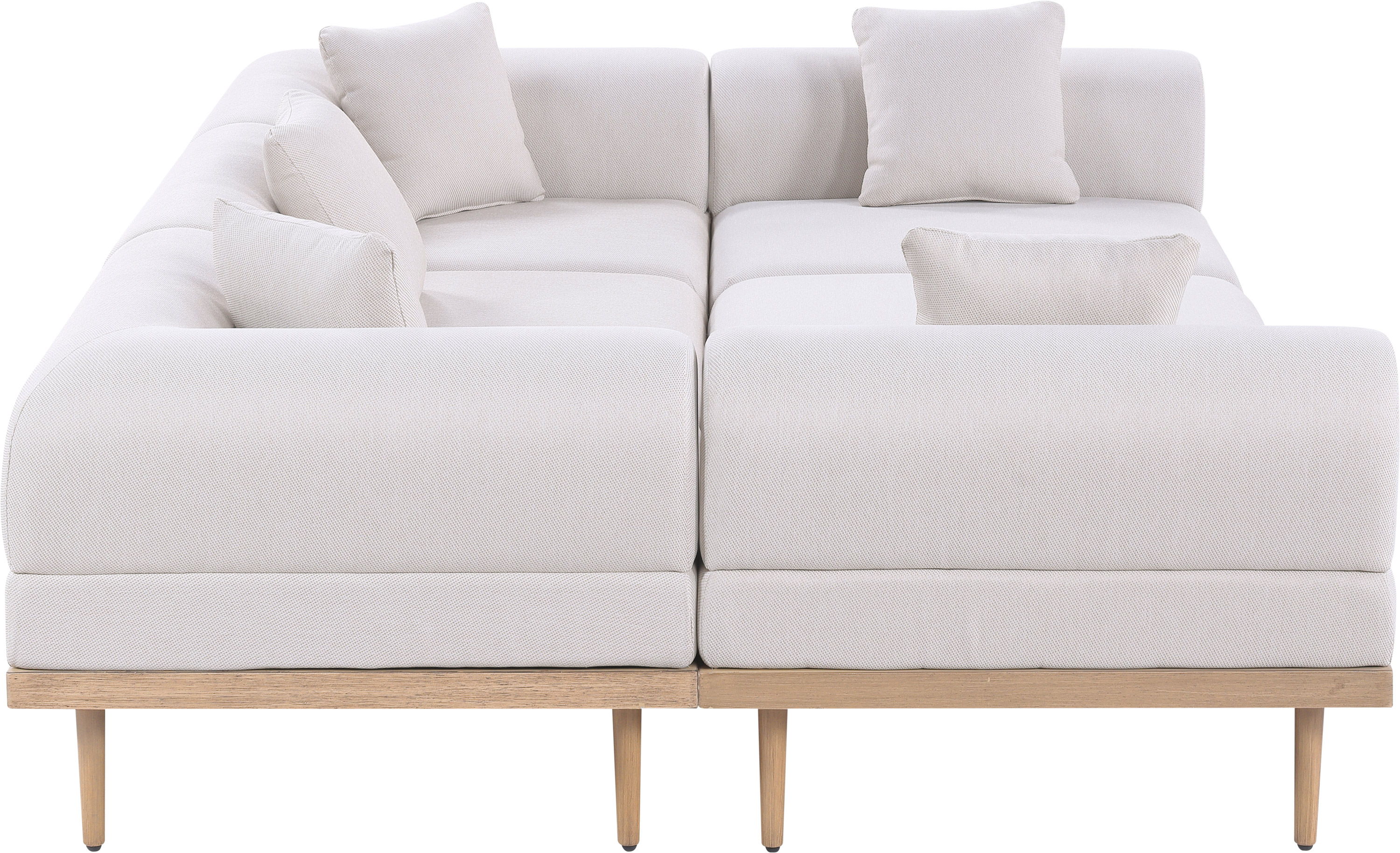 Laguna - 6 Piece Resilient Water Resistant Fabric 106.5" Upholstered Outdoor Patio Modular Sectional - Beige