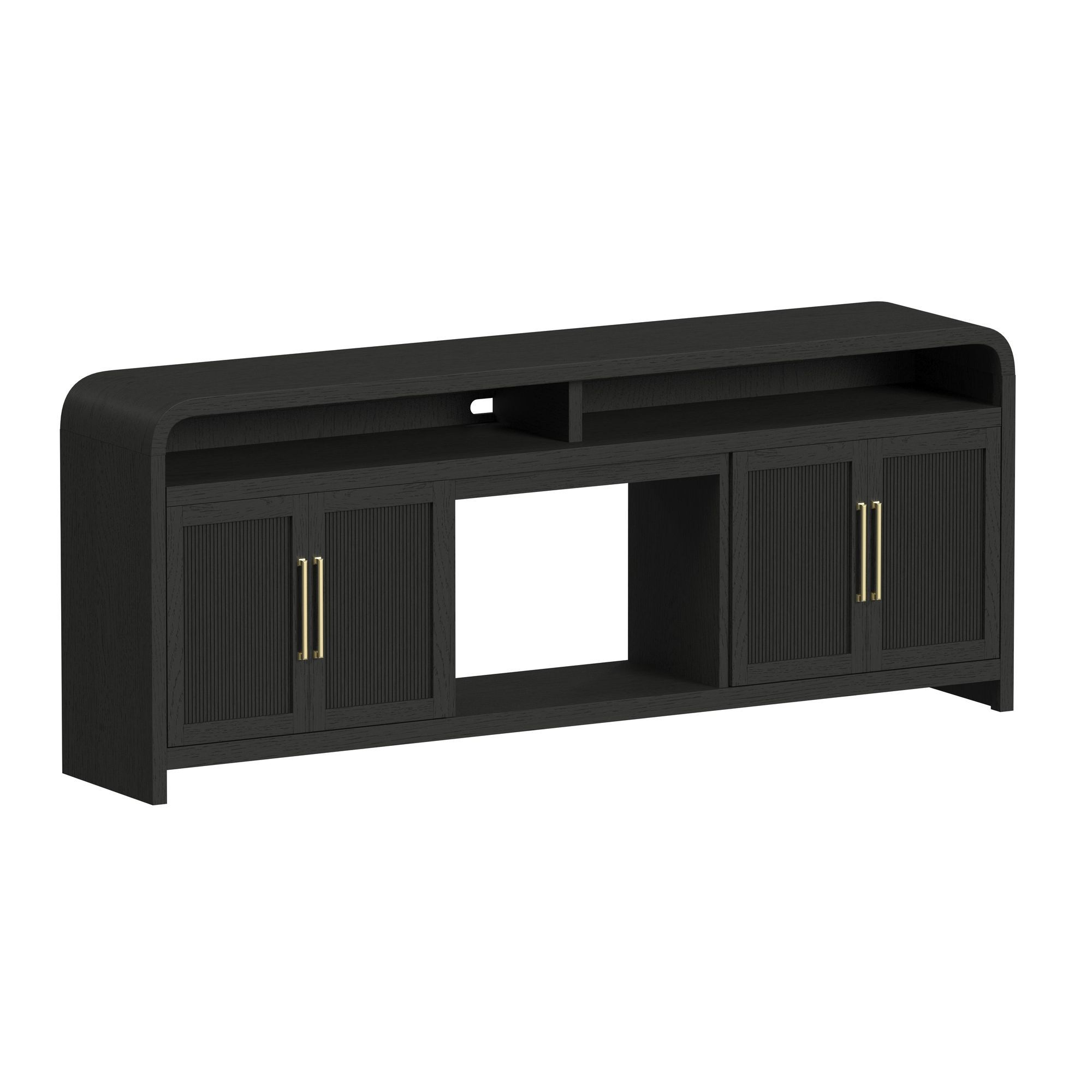 Ridgemont - 82" TV Console Without Fireplace Insert - Black With Grain