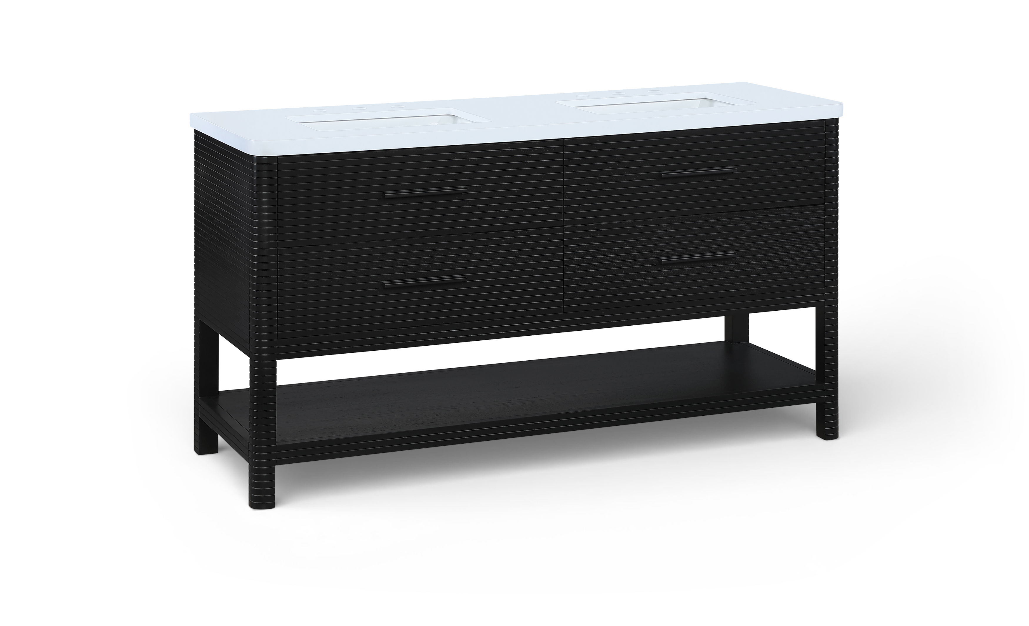 Oakwell - 60'' Bathroom Vanity - Black / White