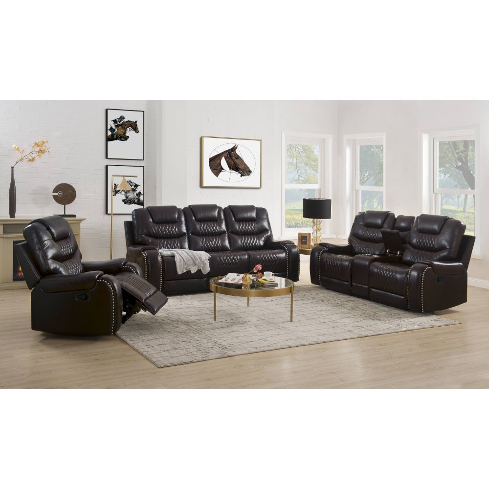Braylon - Motion Sofa - Brown Synthetic Leather, dark brown, view 7