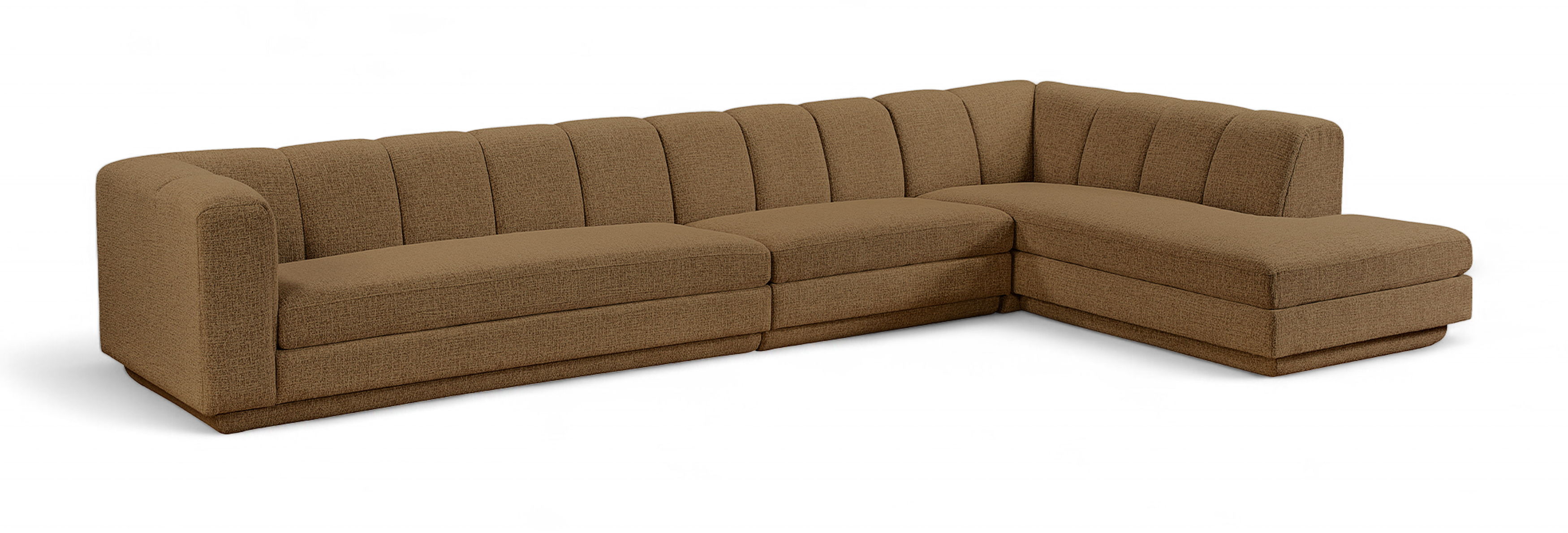 Modari - Fabric Upholstered 3 Piece RAF Modular Sectional - Brown