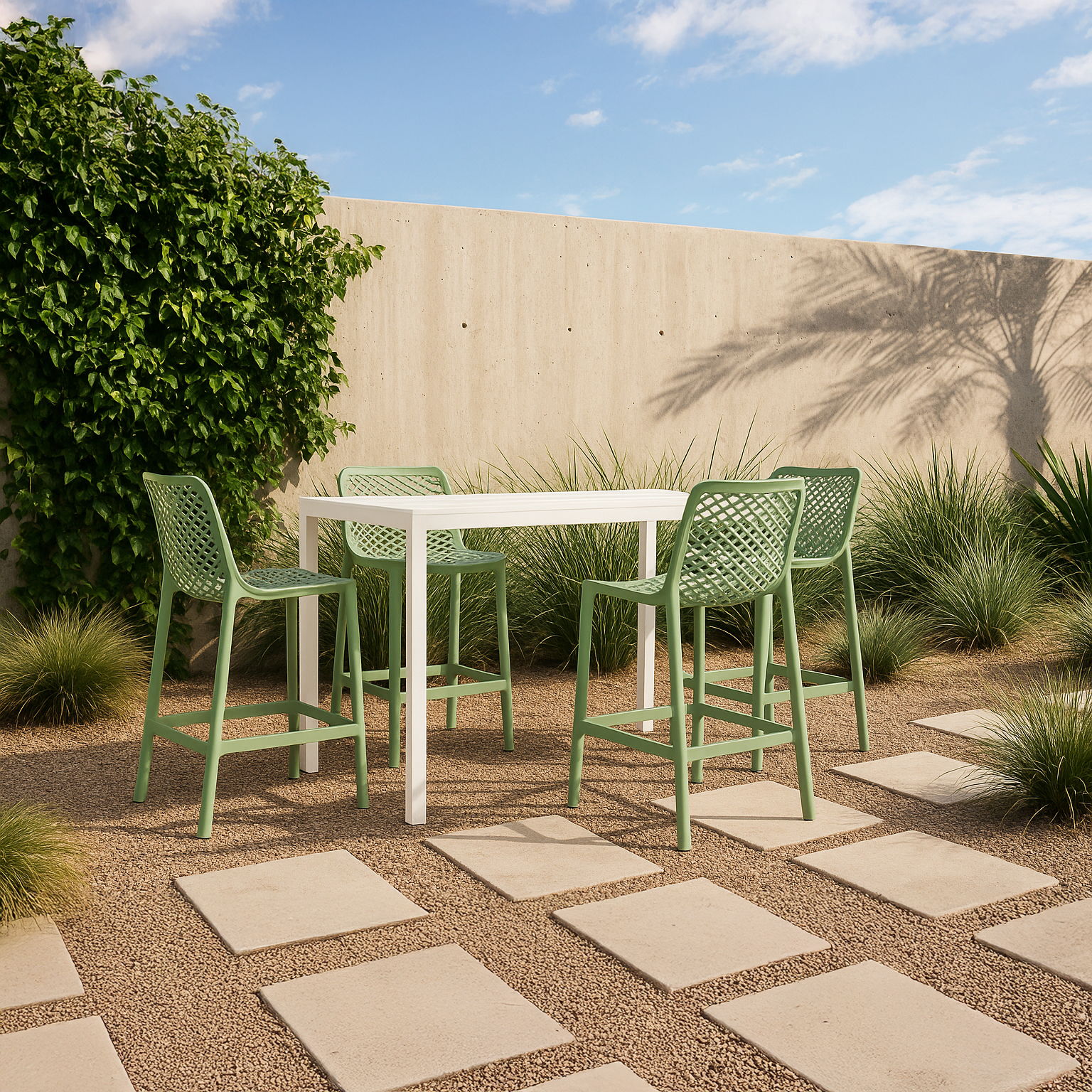 Mykonos - Outdoor Patio Stool (Set of 4) - Mint