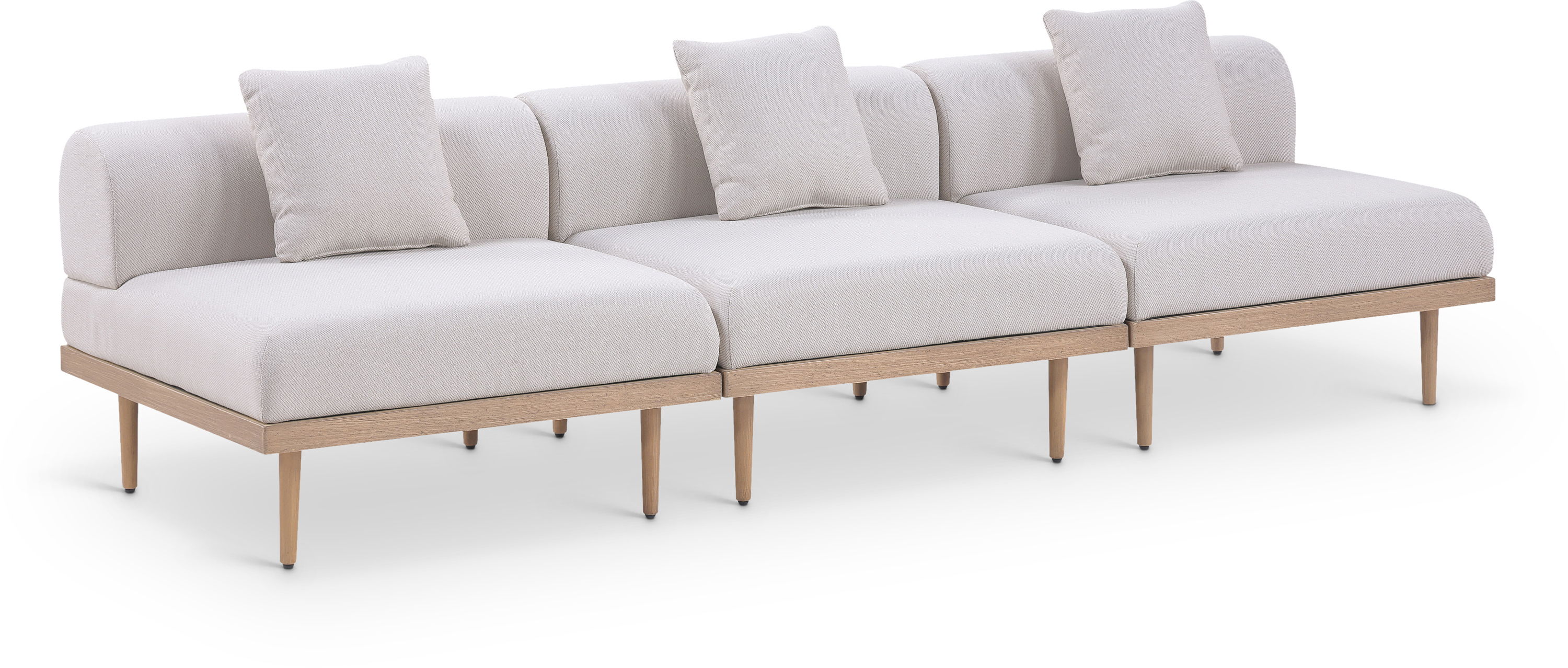 3 Pc · Resilient Water Resistant Fabric 106.5" Outdoor Patio Modular Sofa