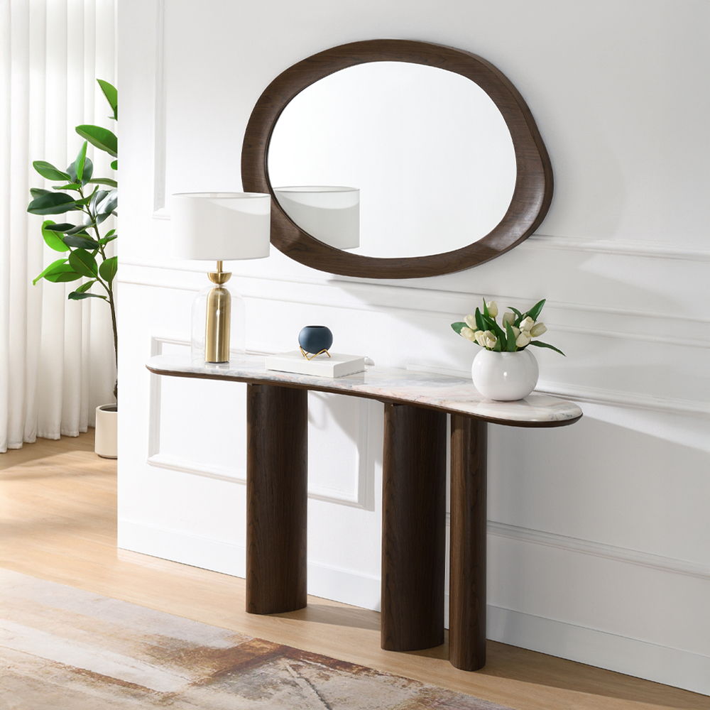 Hanale - Accent Mirror - Brown, dark brown