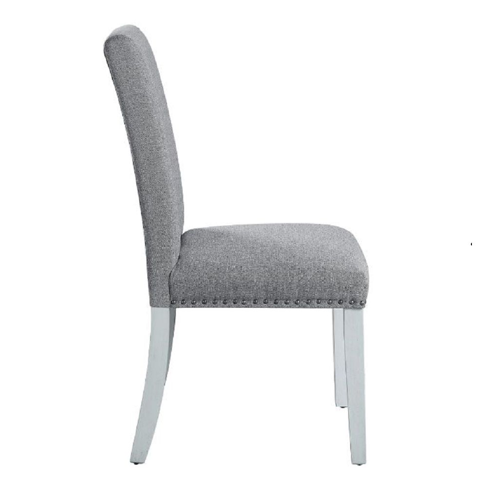 Lanton - Side Chair (Set of 2) - Gray Linen & Antique White, white, view 3