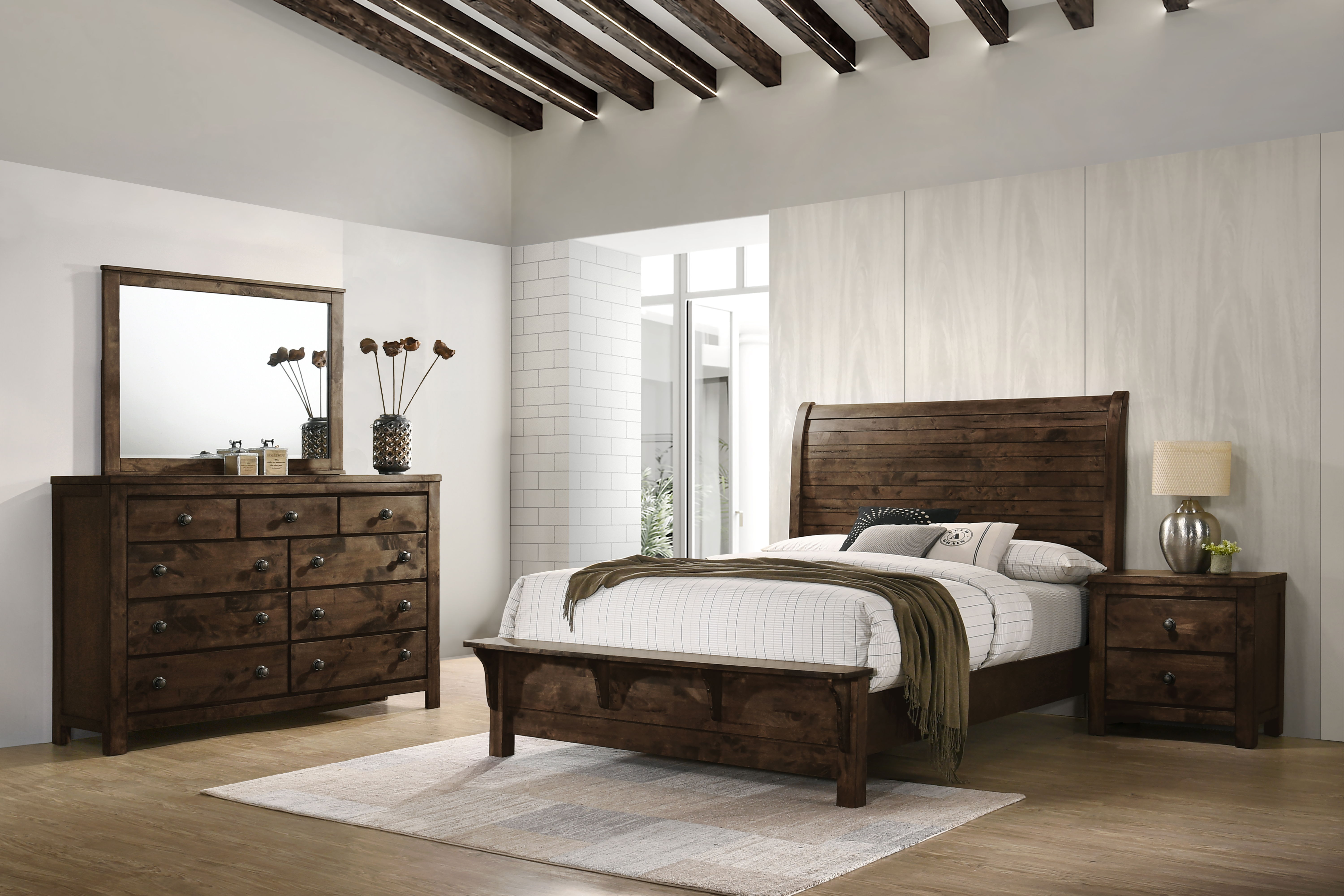 King · 4 Pc · Bed & Dresser & Mirror & Nightstand