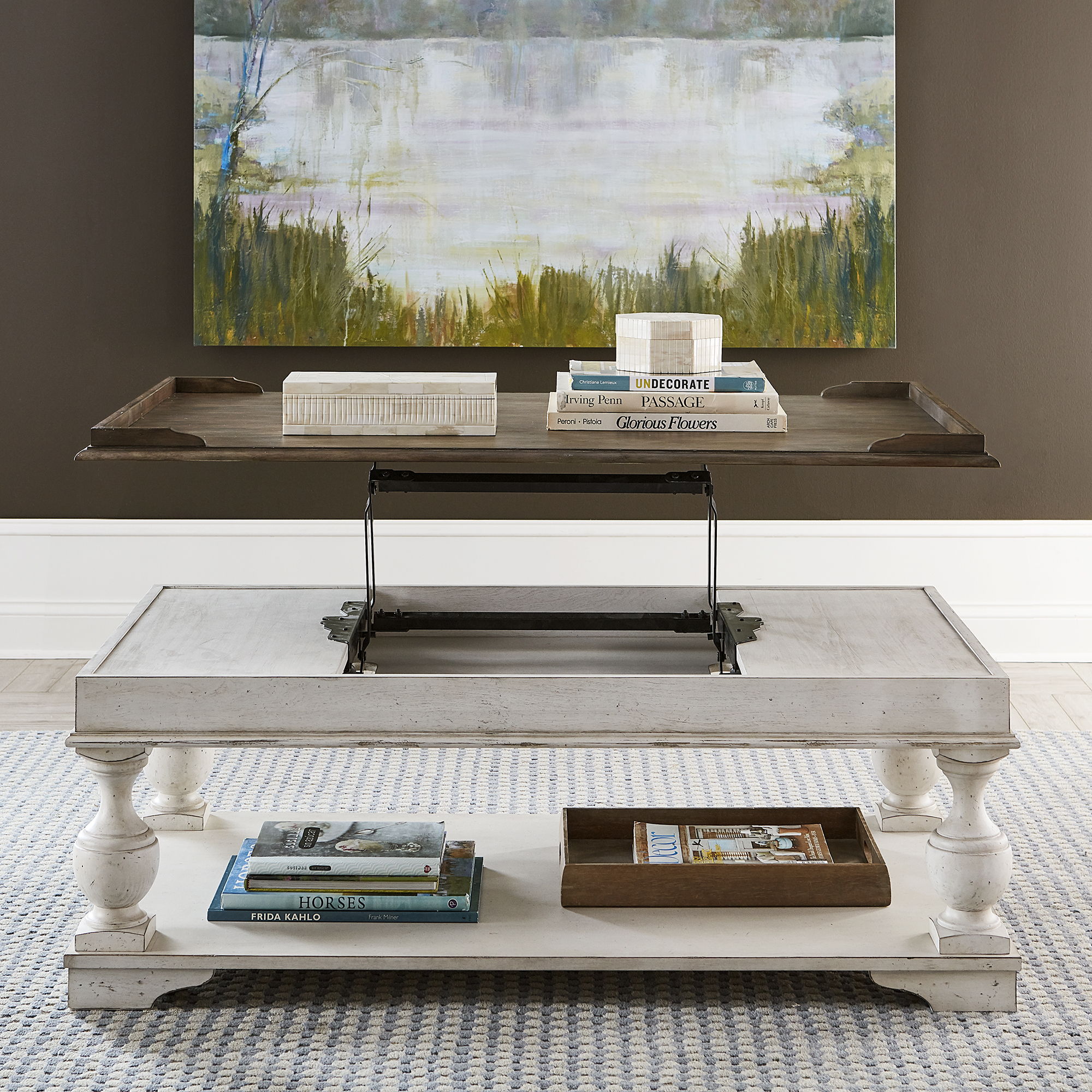 Abbey Road - Lift Top Cocktail Table - White Image