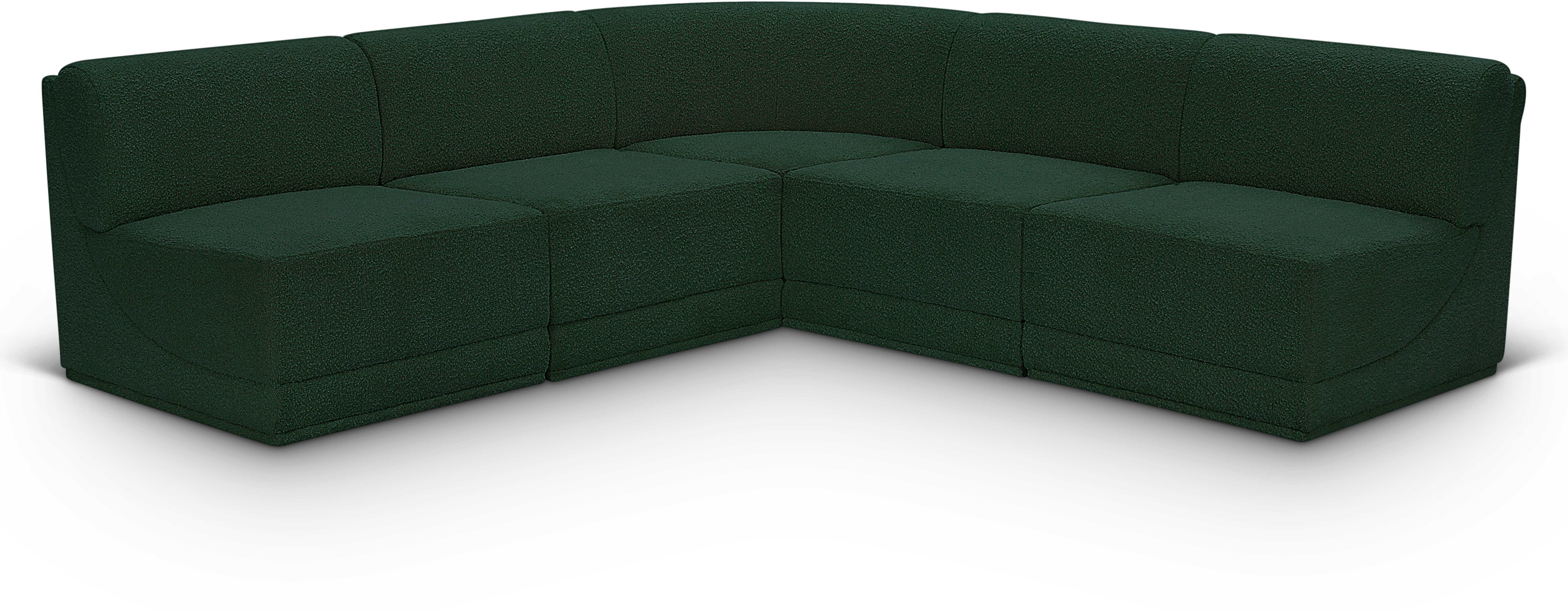 Ollie - 5 Piece Modular Corner Armless Sectional - Green