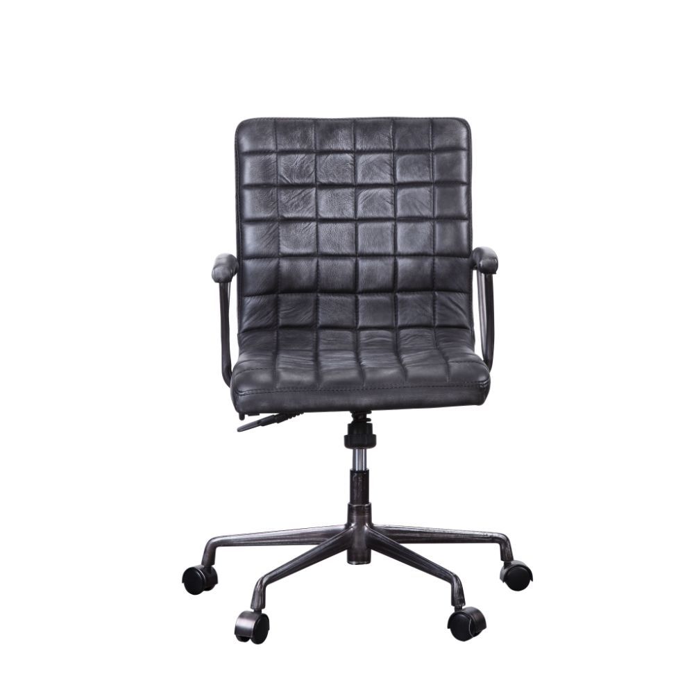 Barack - Office Chair - Vintage Black Top Grain Leather & Aluminum, black, view 2