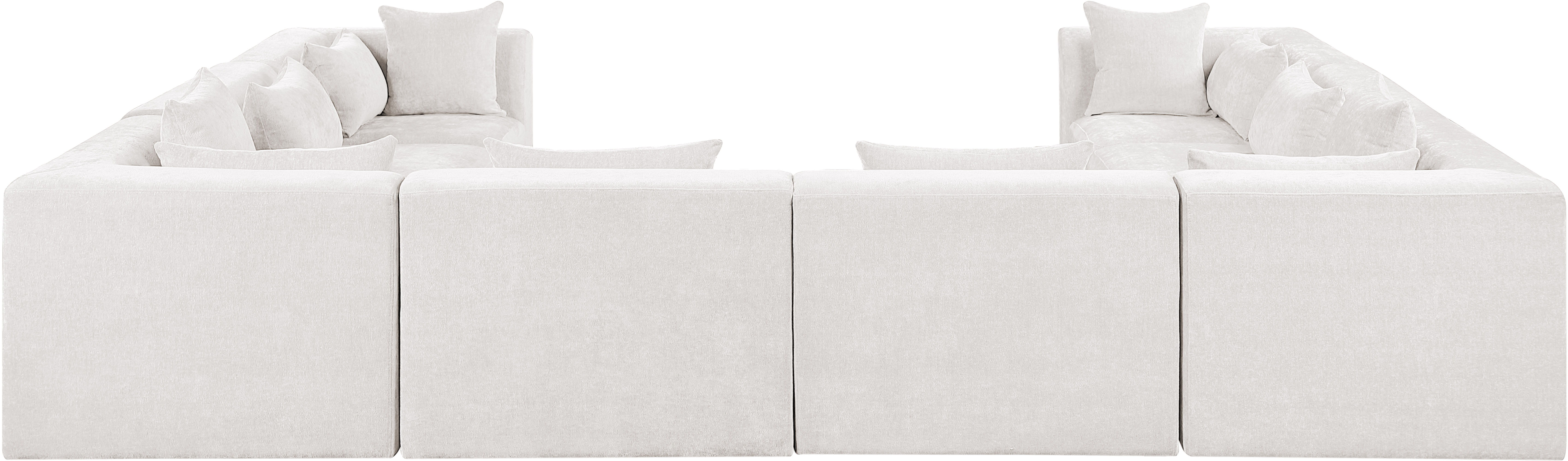 Stellar - 8 Piece Chenille Fabric 152" Upholstered Modular Sectional - Cream