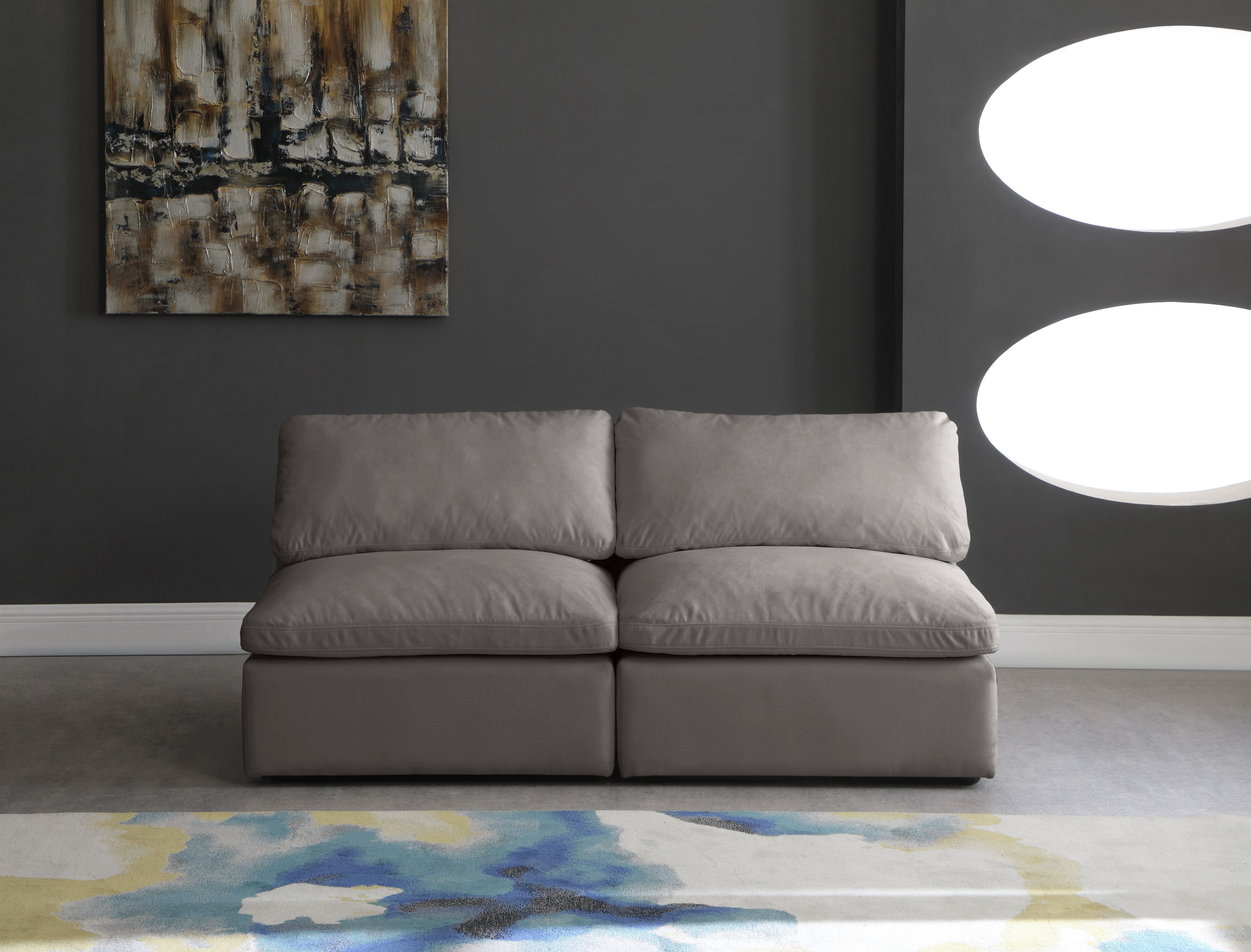 Plush - 2 Piece Modular Armless Sofa - Gray