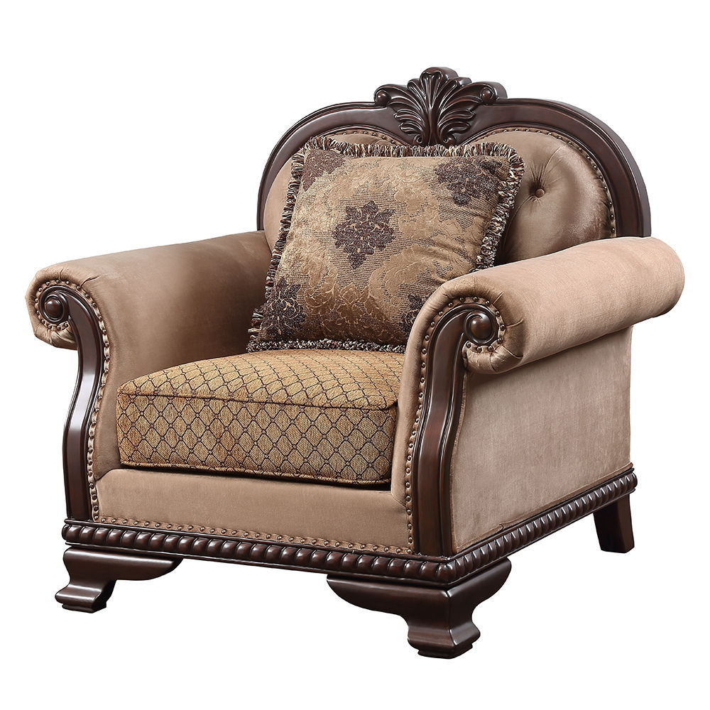 Chateau De Ville - Chair With Pillow (Same Lv01590) - Fabric & Espresso, black