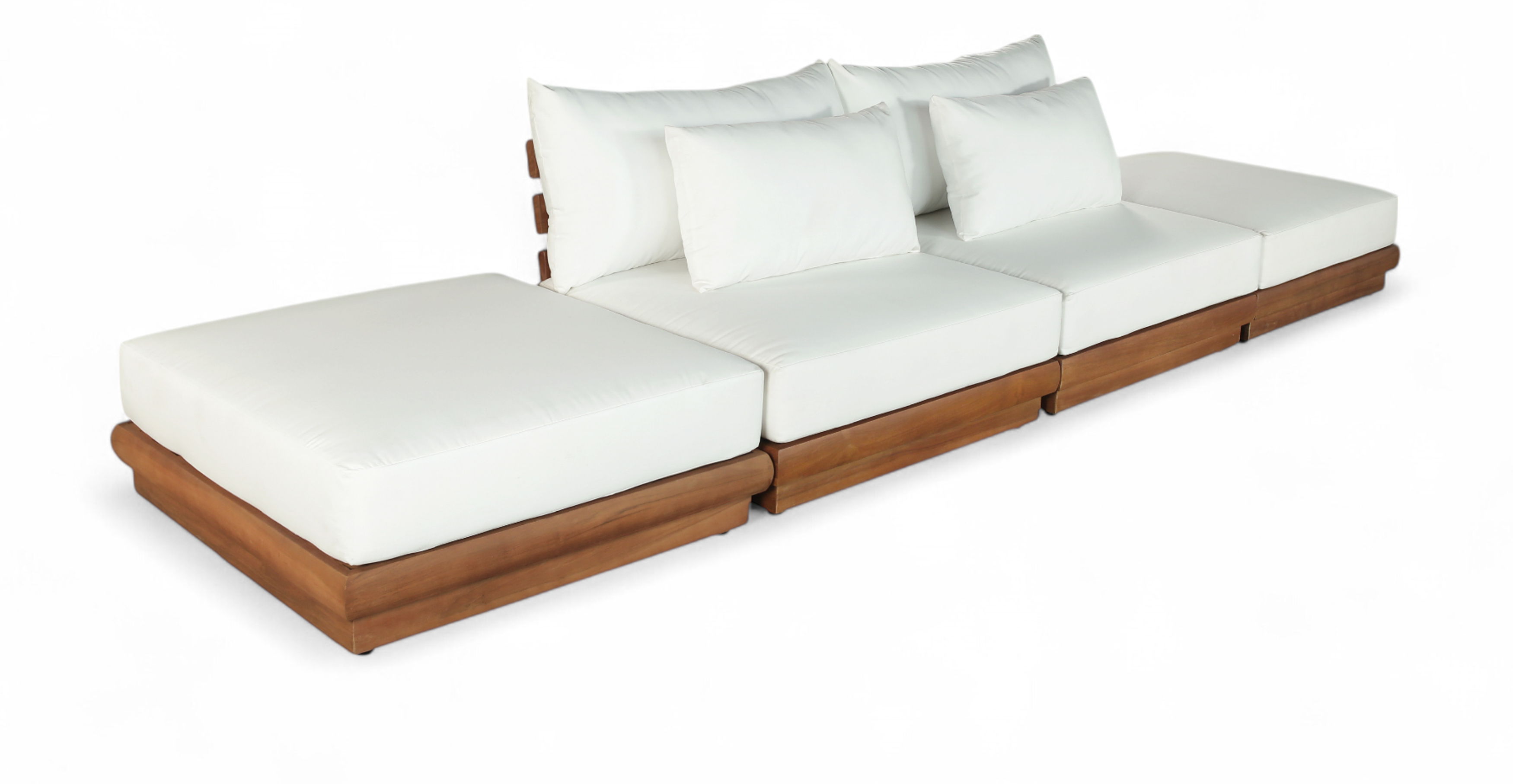 4 Pc · Water Resistant Fabric 148" Upholstered Outdoor Patio Modular Sofa - Off