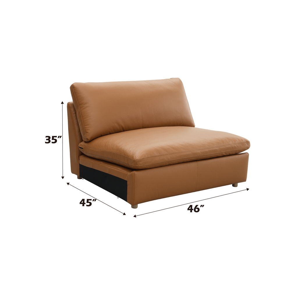 Brighton - Modular Armless Chair - Brown Top Grain Leather, light brown, view 8