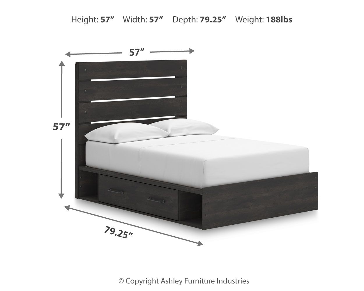 Ashley Furniture Hollivern - Full Panel Storage Bed - Dark Gray - Image 4