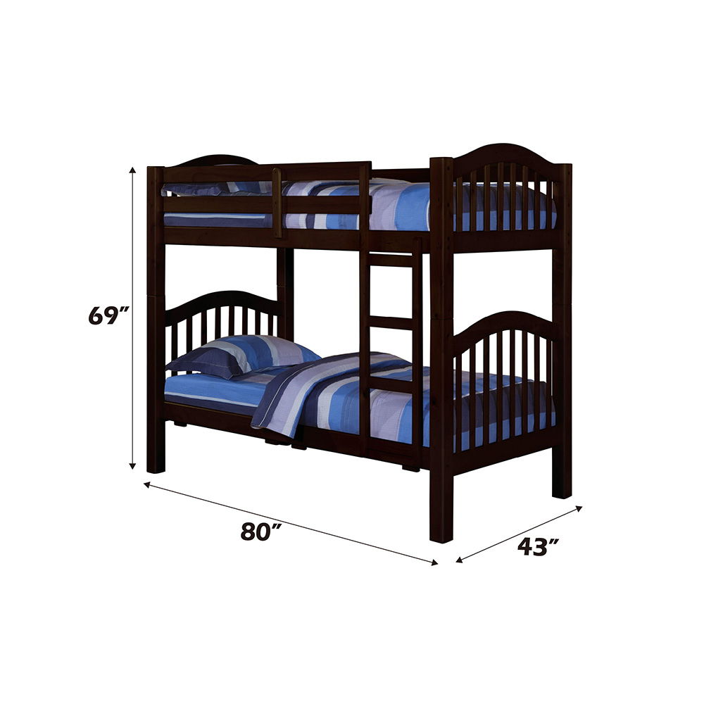 Heartland - Twin Over Twin Bunk Bed - Espresso, dark brown, view 7