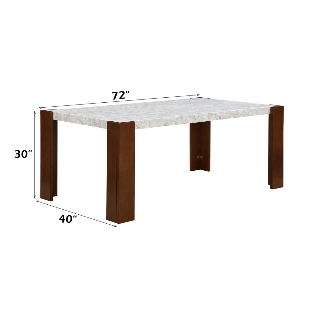 Hettie - Dining Table With Engineeed Stone Top - Engineered Stone Top & Brown, white, view 4