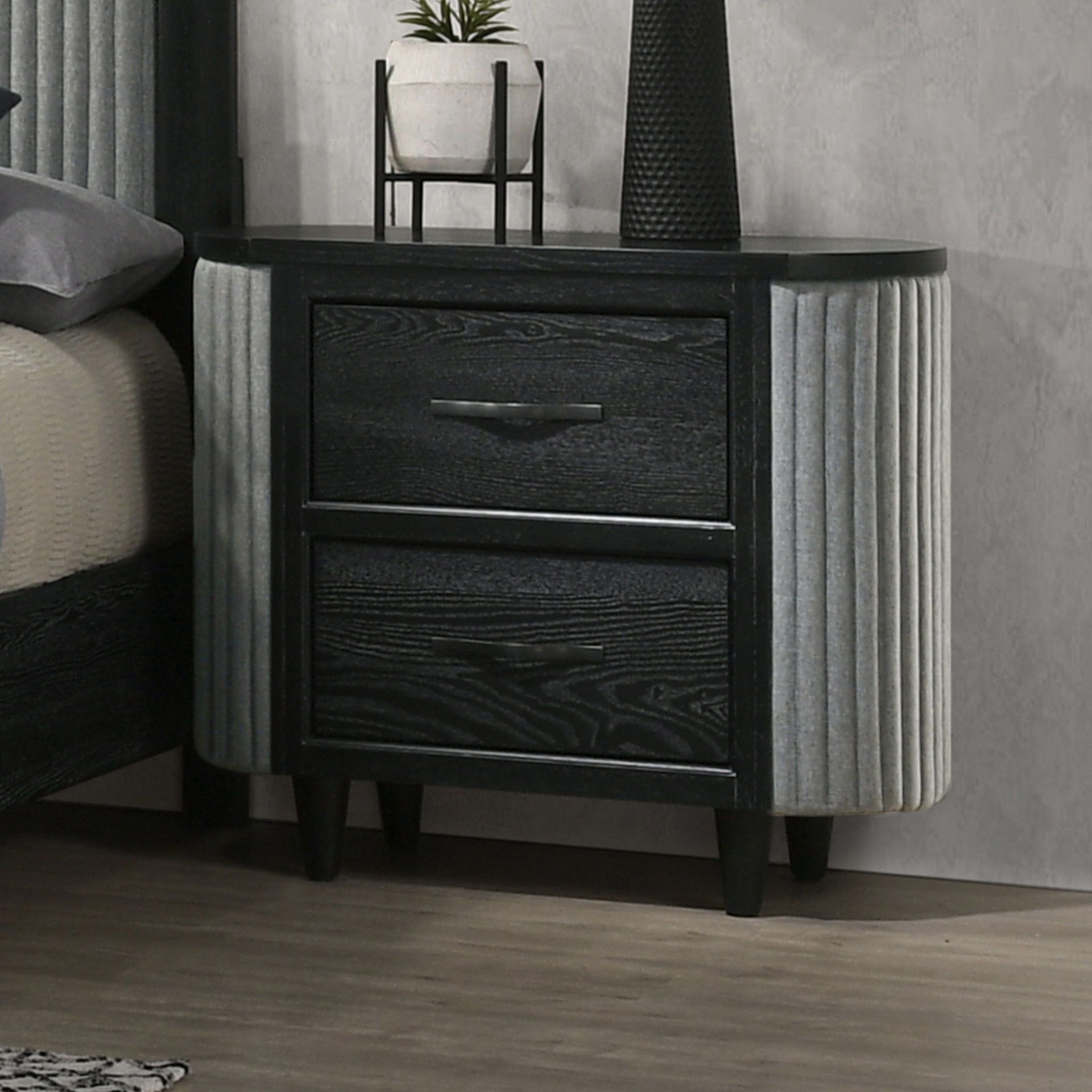 Skyline - 2 Drawer Nightstand - Onyx, black