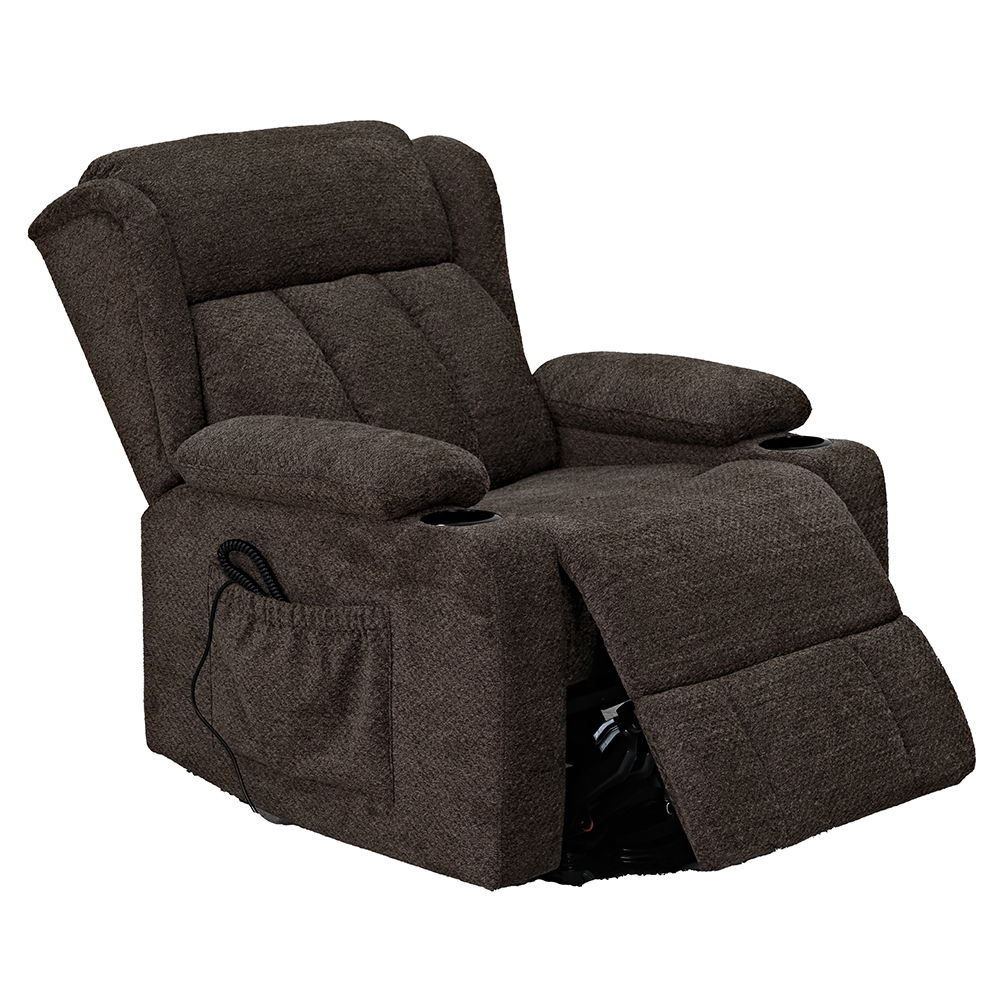 Lusio - Power Motion Recliner With Lift & Cup Holder - Brown, dark brown, view 3