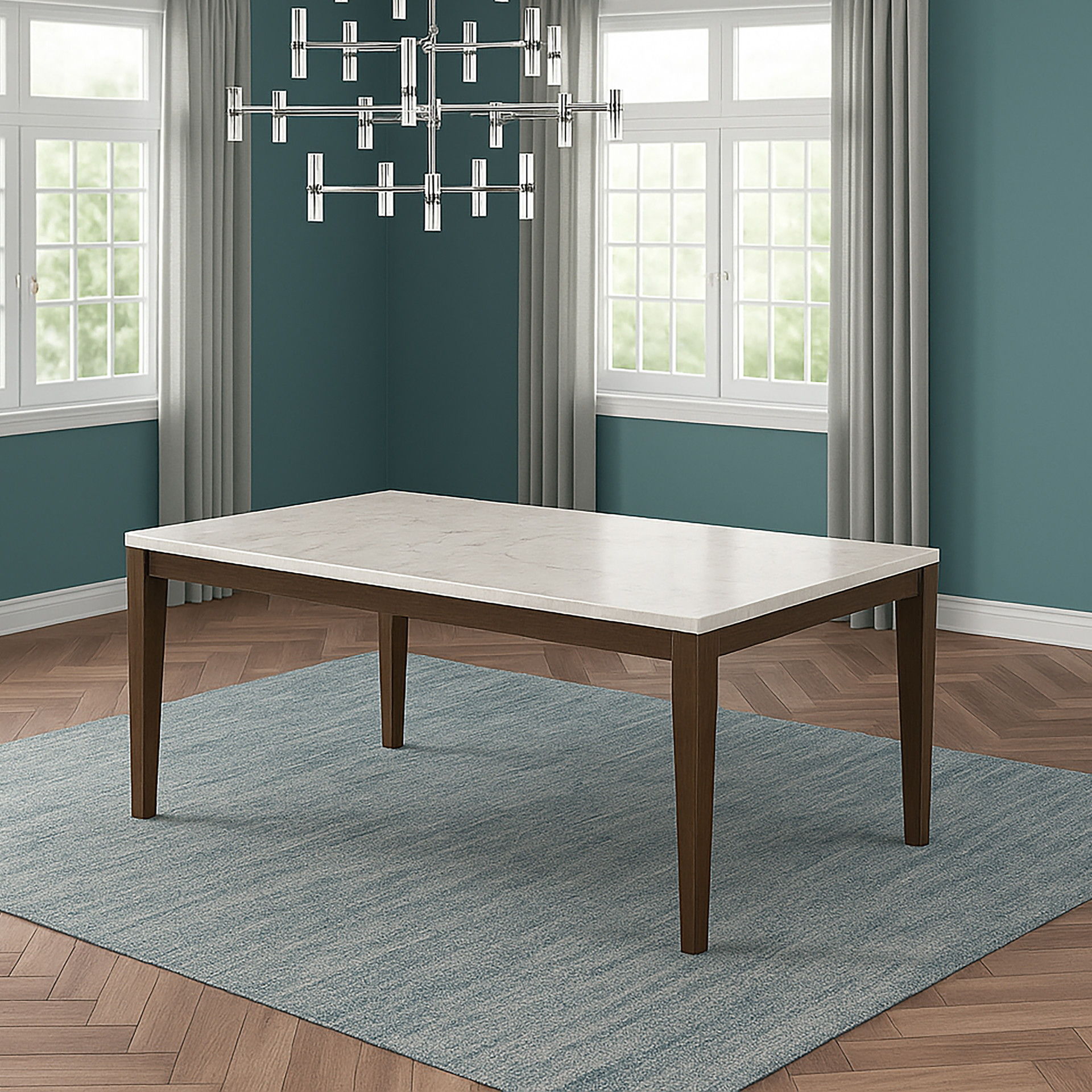 Essence - 70" Rectangle Dining Table With Marble Top - Brown