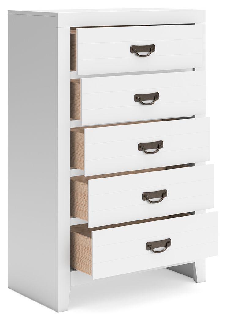 Ashley Furniture Binterglen - 5 Pc. - Dresser, Mirror, Chest, Twin Panel Bed - White - Image 6