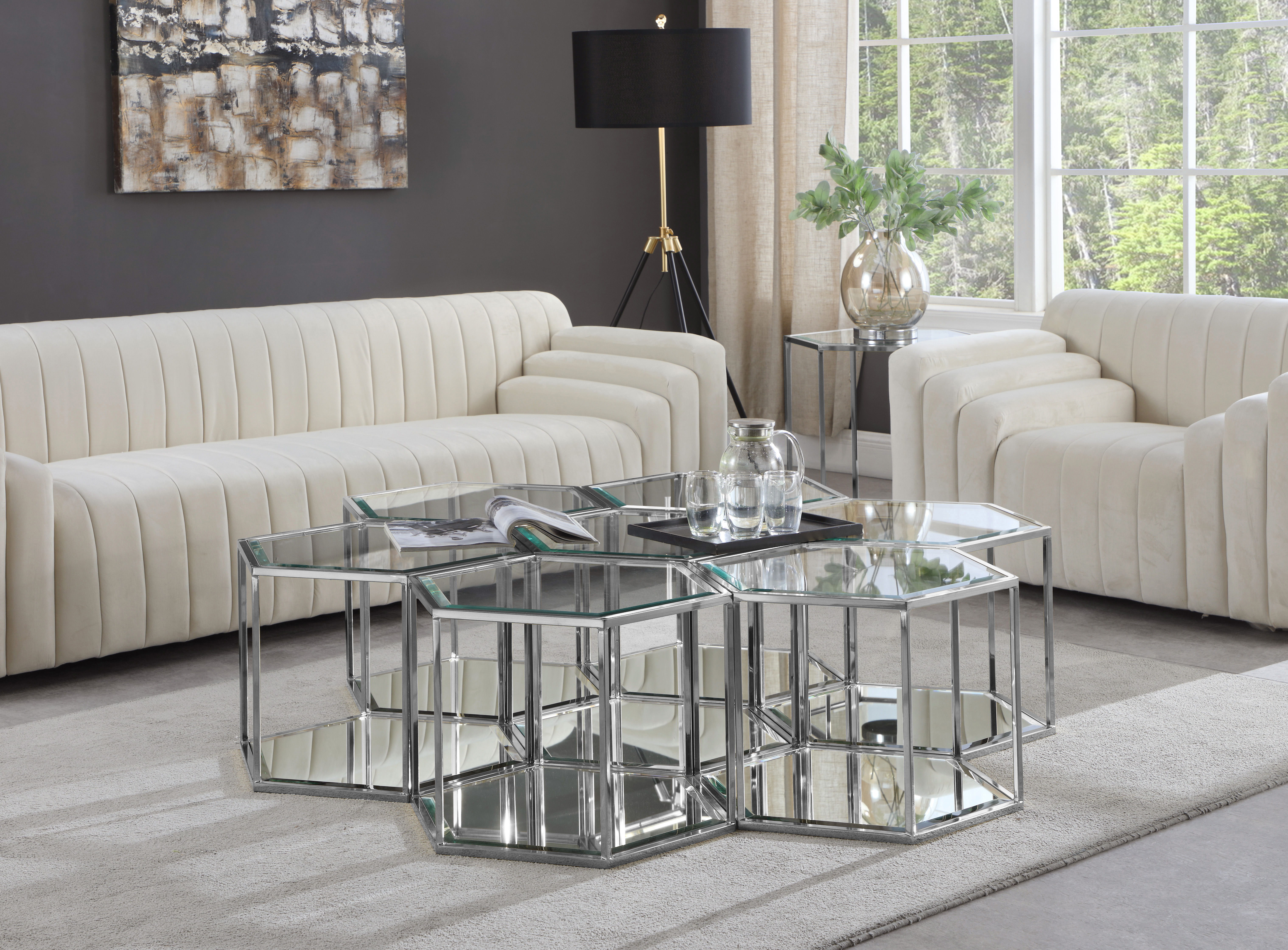 Sei - Coffee Table 7 Piece - Pearl Silver