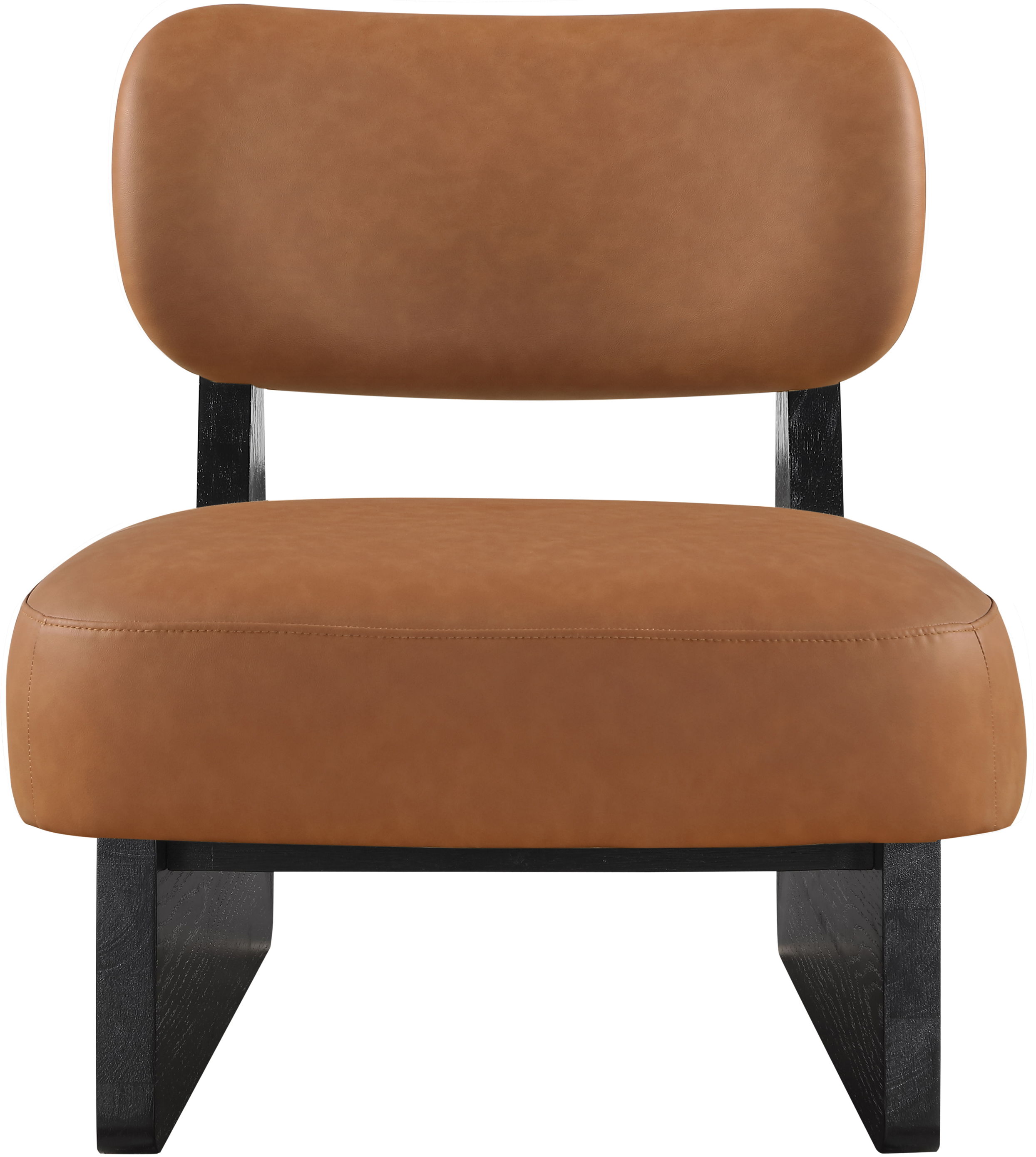 Vetra - Vegan Leather Upholstered Accent Chair - Cognac / Painted Black