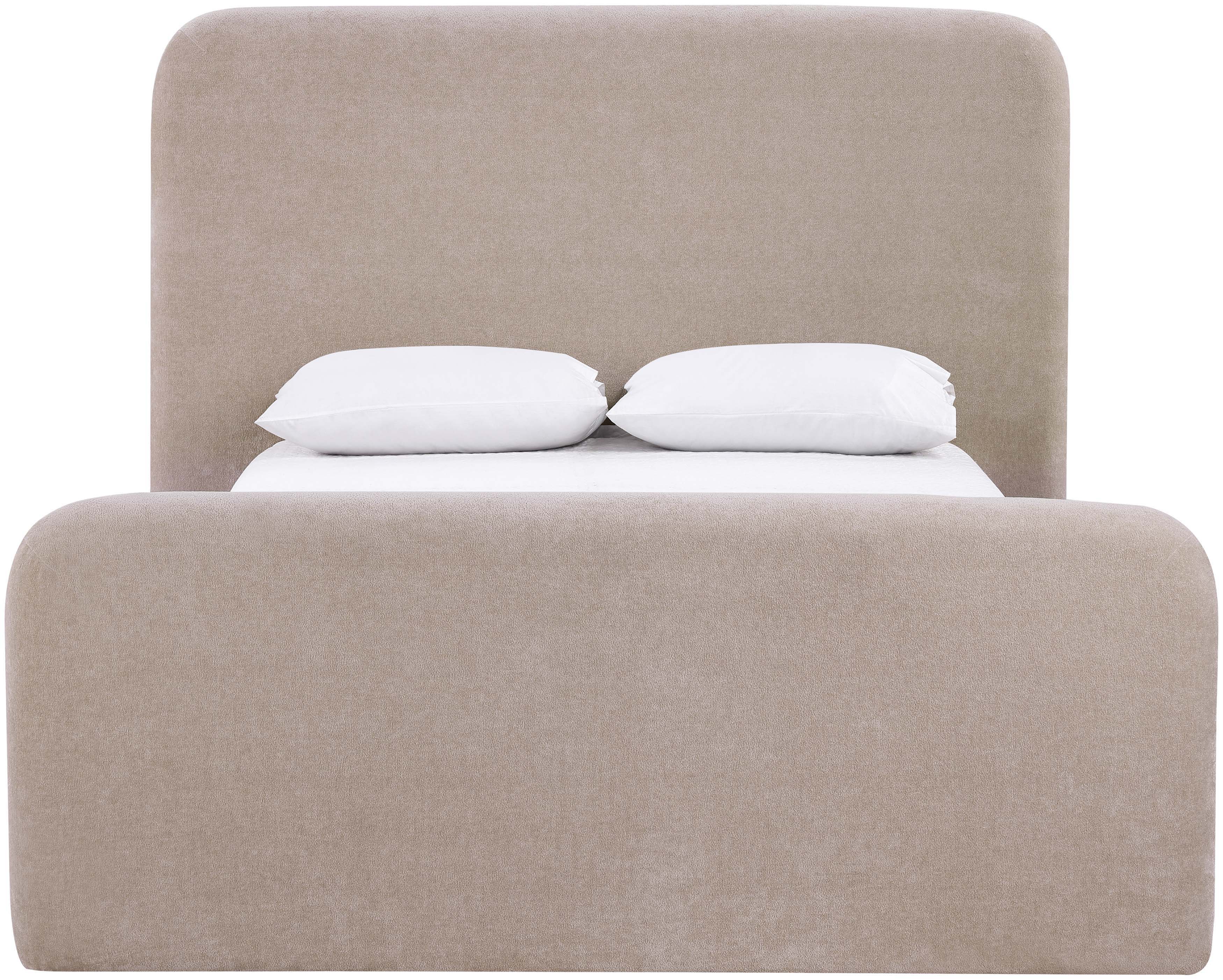 Fira - Chenille Fabric Upholstered King Bed - Taupe