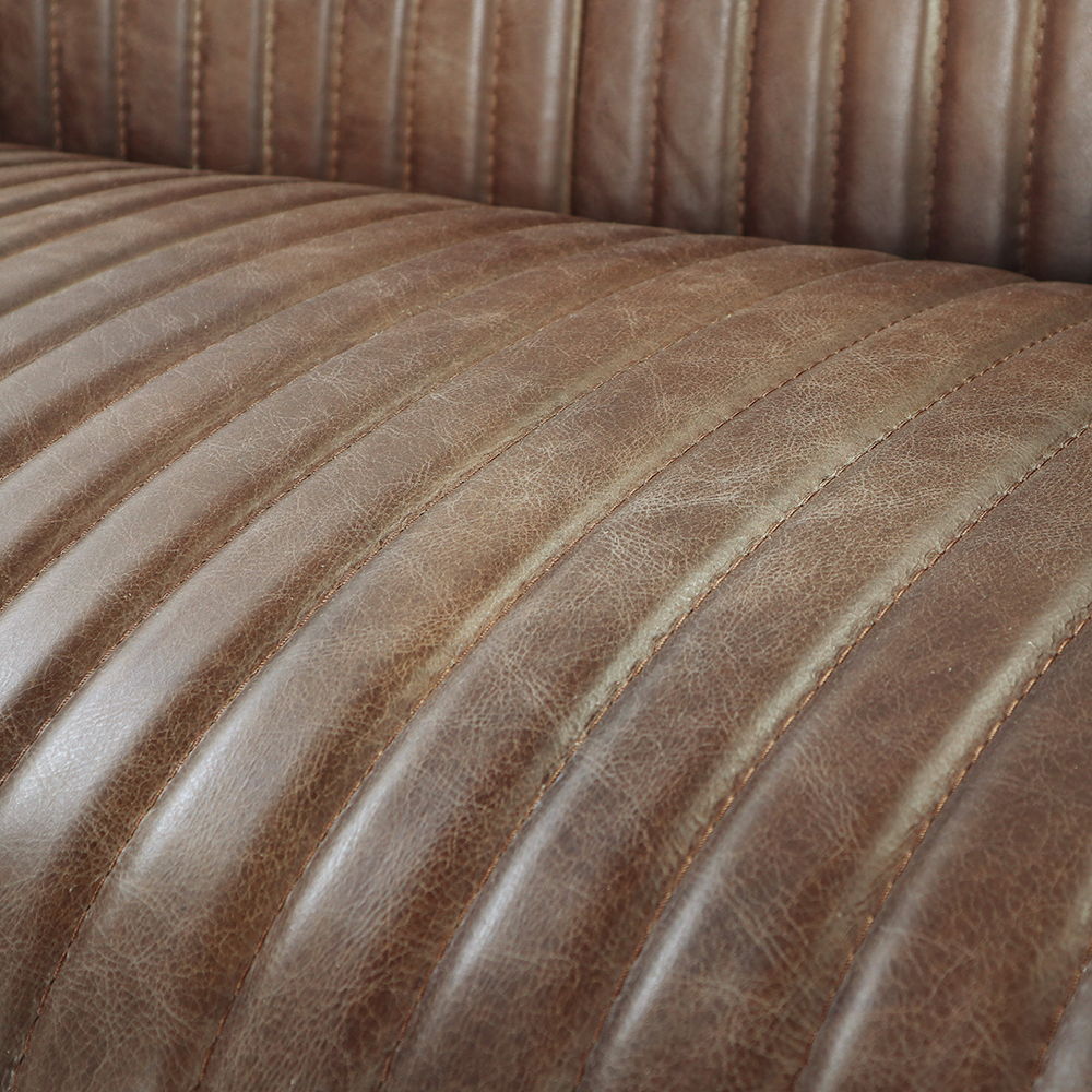 Brancaster - Loveseat - Retro Brown Top Grain Leather & Aluminum, light brown, view 8